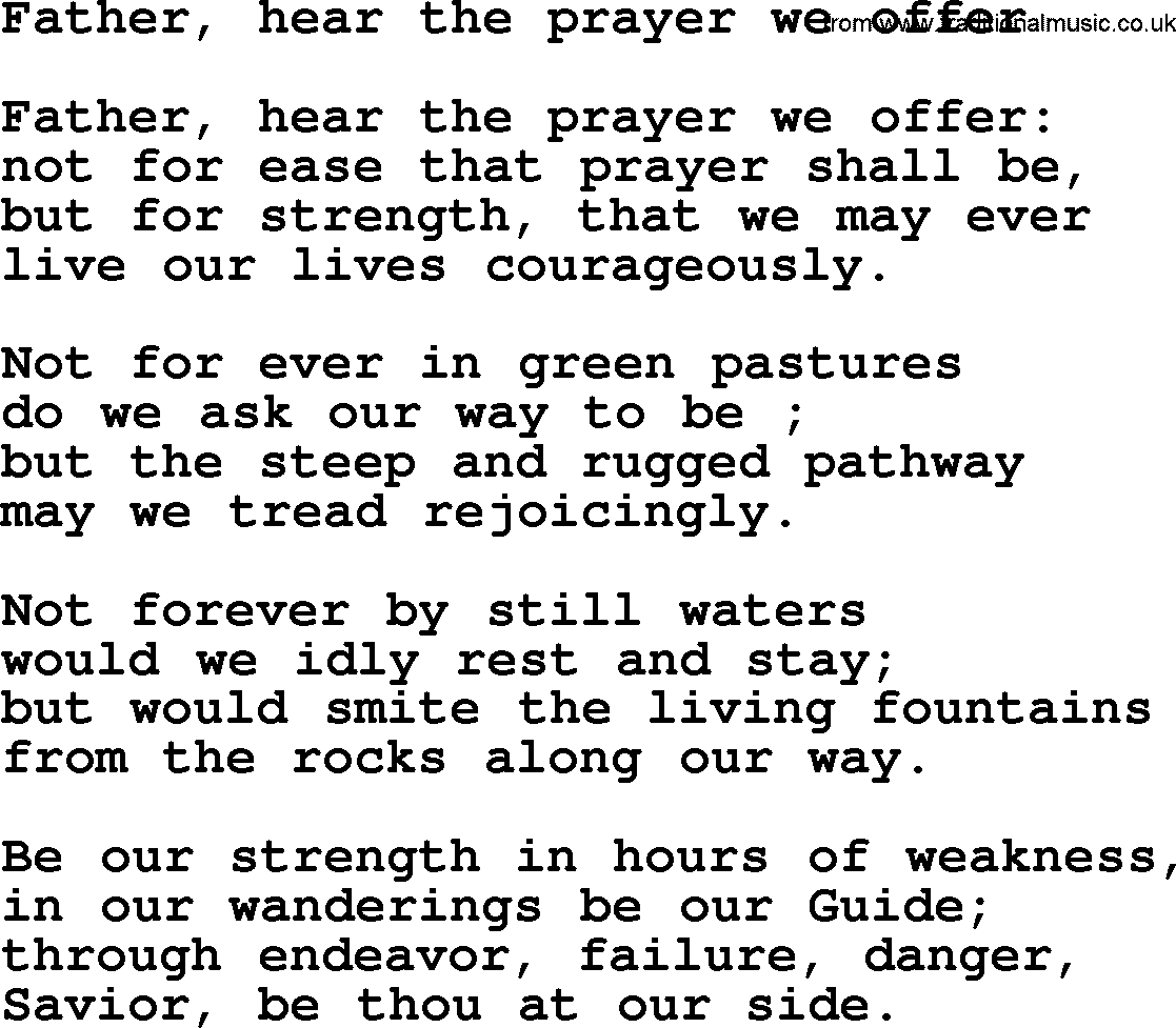 Epiphany Hymns, Hymn: Father, Hear The Prayer We Offer, lyrics with PDF
