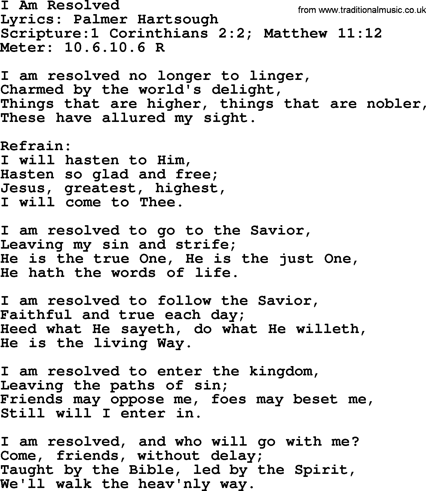 Hymns about  Angels, Hymn: I Am Resolved, lyrics, sheet music, midi & Mp3 music with PDF