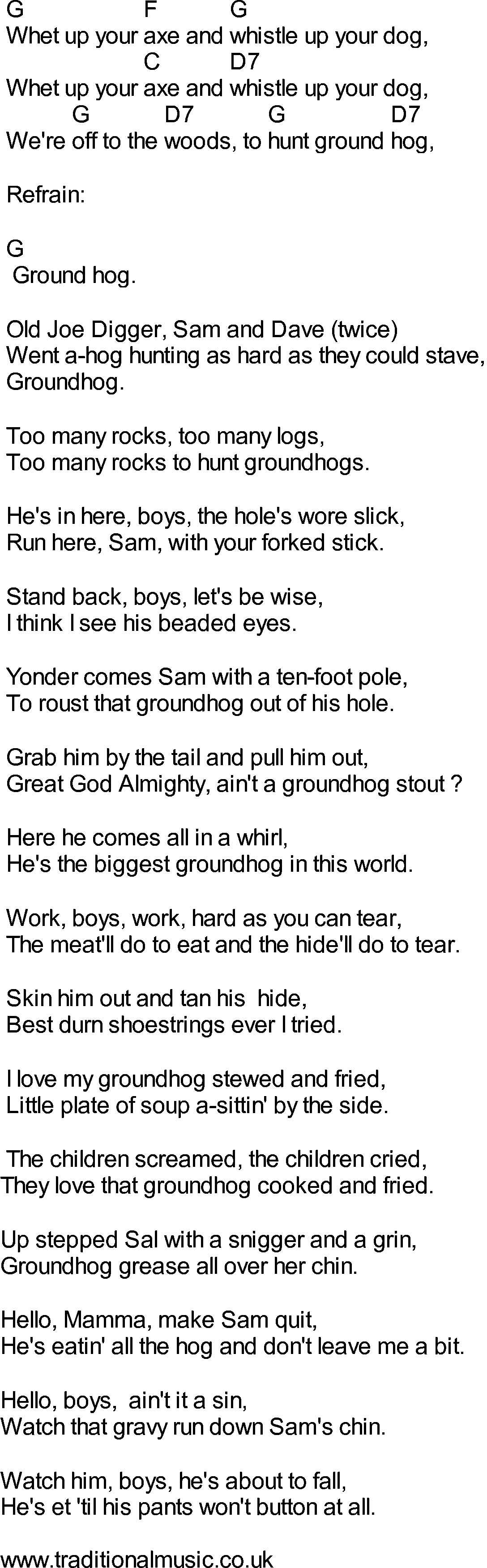 Bluegrass songs with chords - Groundhog