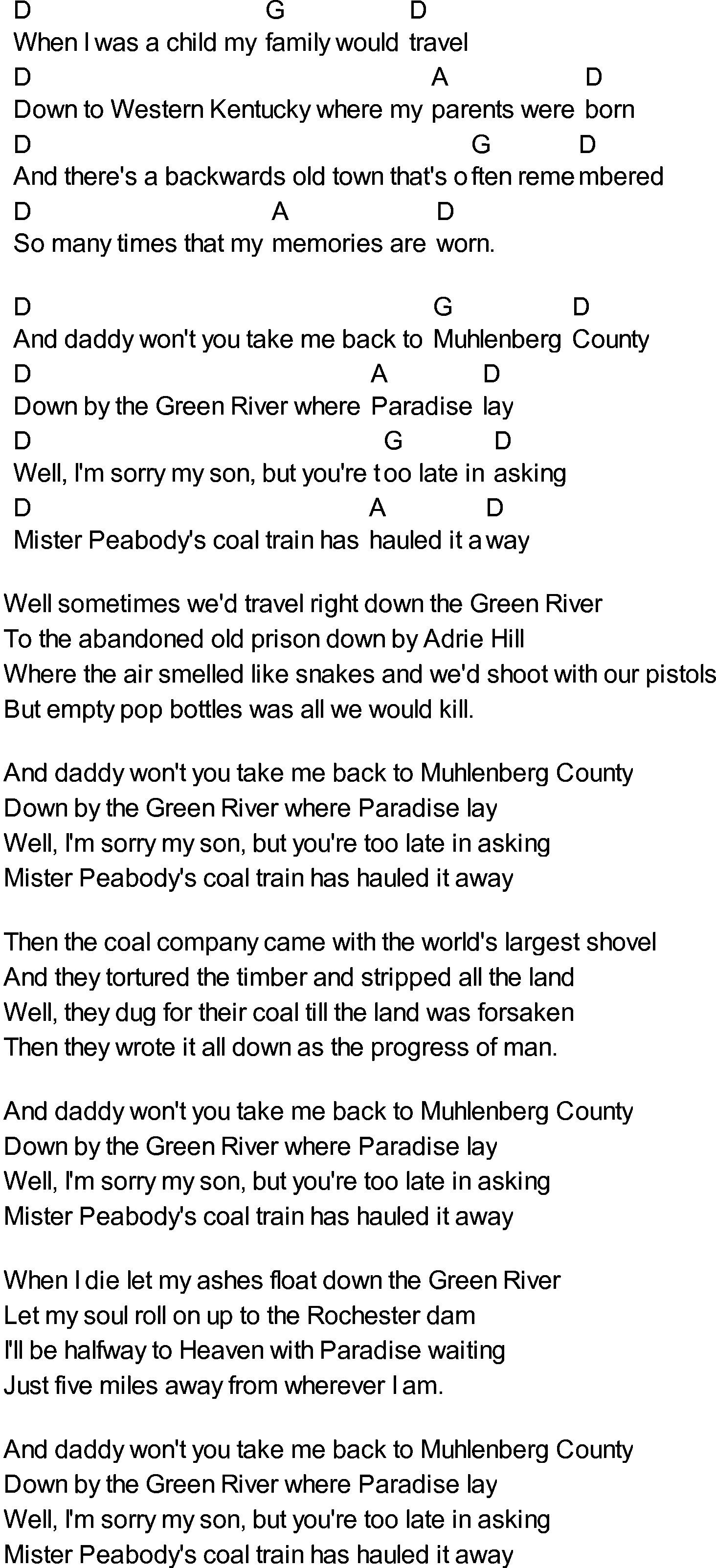 Bluegrass songs with chords - Paradise