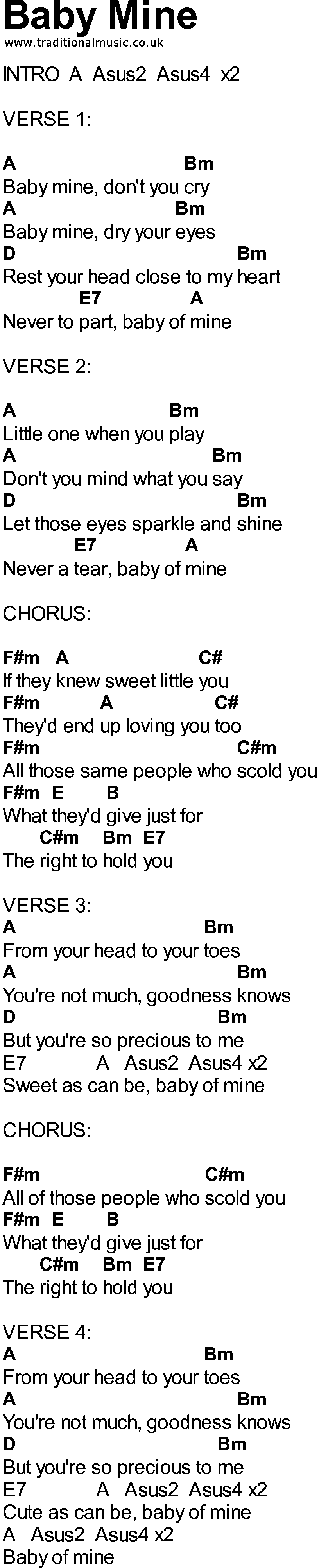 Bluegrass songs with chords - Baby Mine