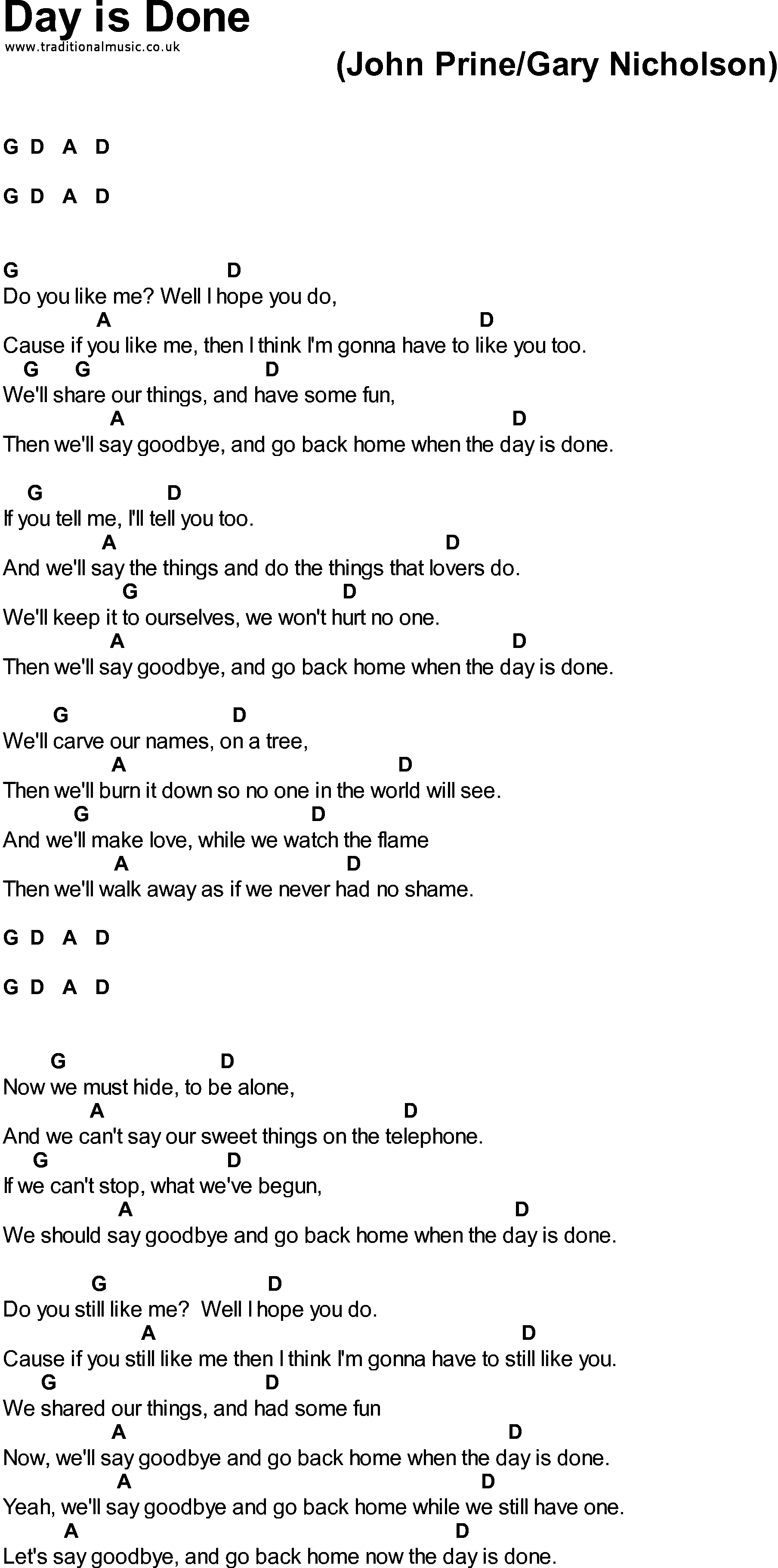 Bluegrass songs with chords - Day Is Done