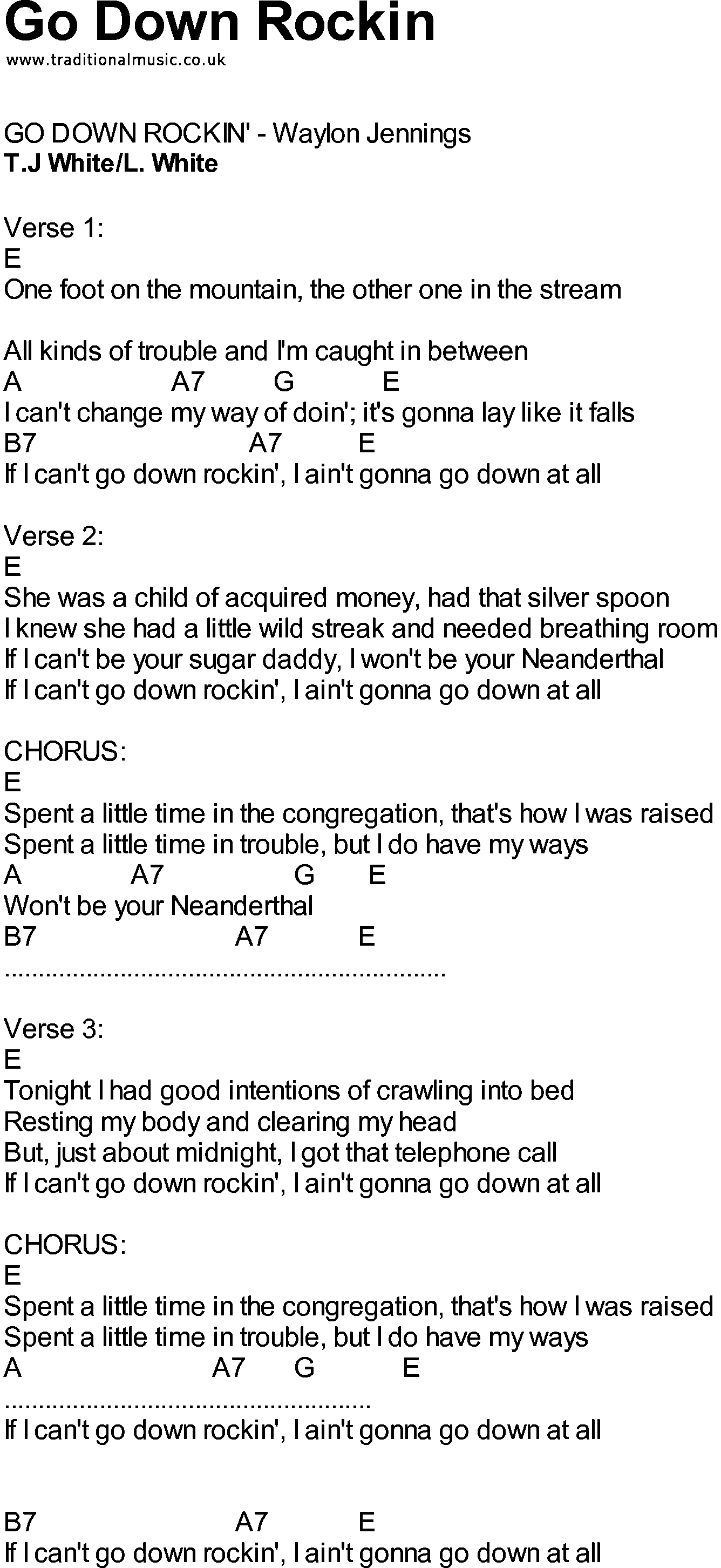 Bluegrass songs with chords - Go Down Rockin