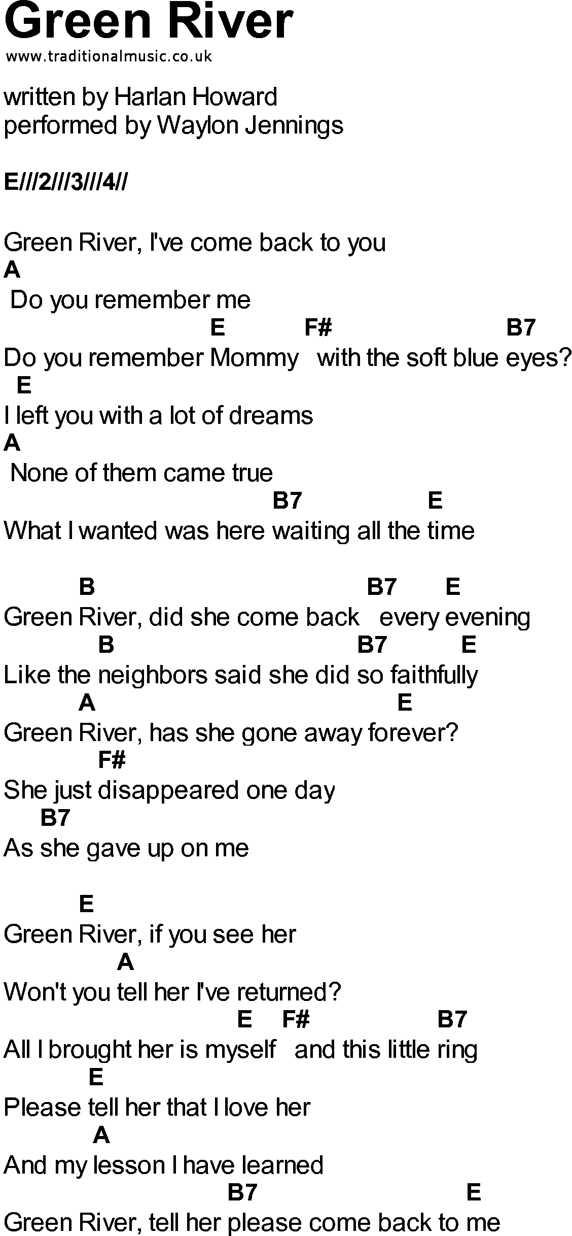 Bluegrass songs with chords - Green River