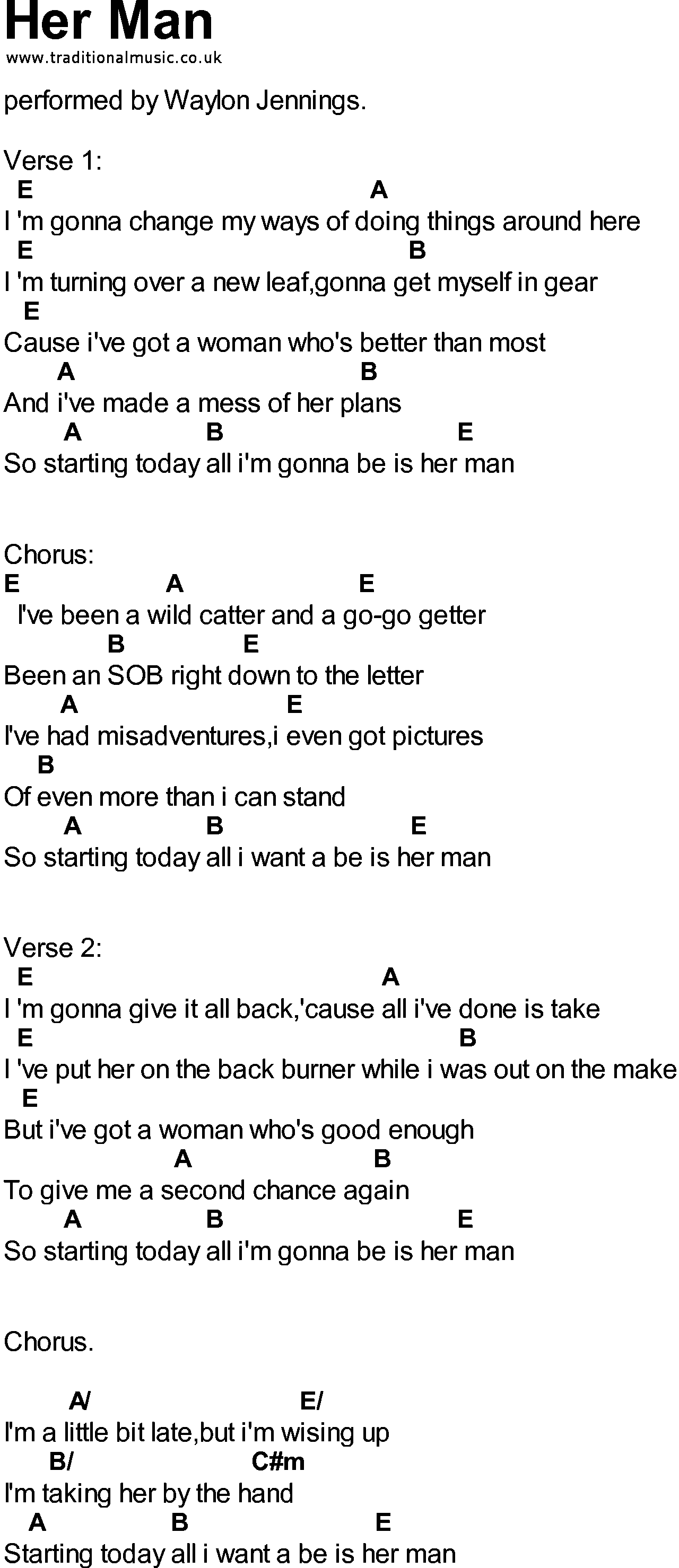 Bluegrass songs with chords - Her Man