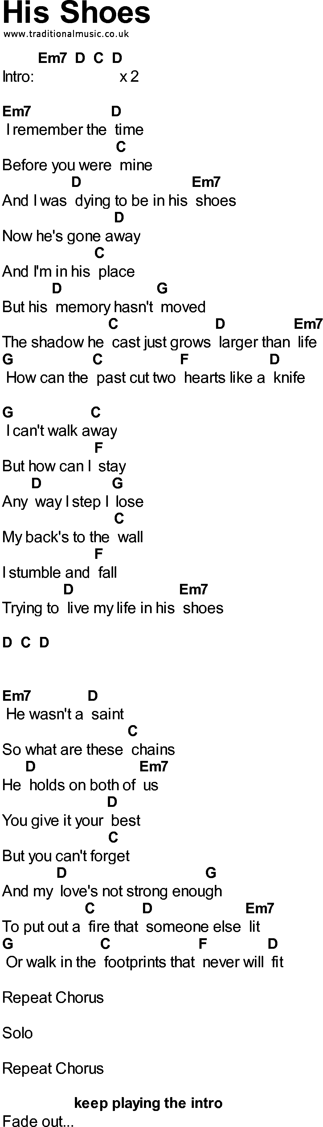 Bluegrass songs with chords - His Shoes