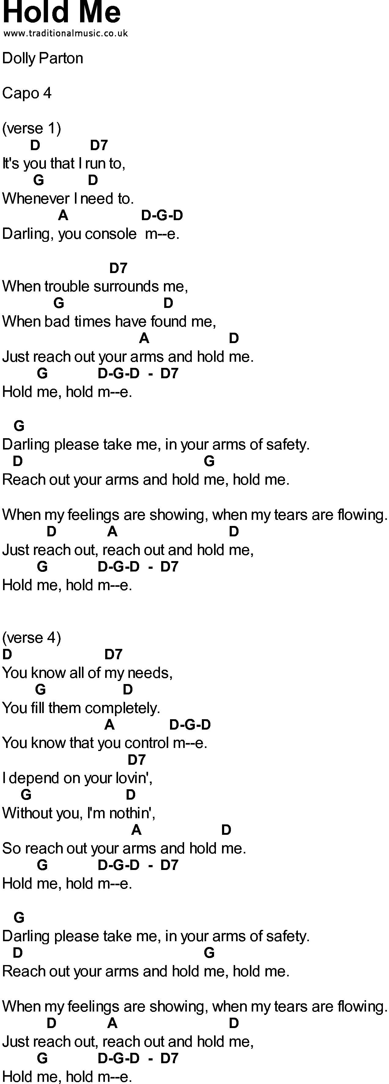 Bluegrass songs with chords - Hold Me