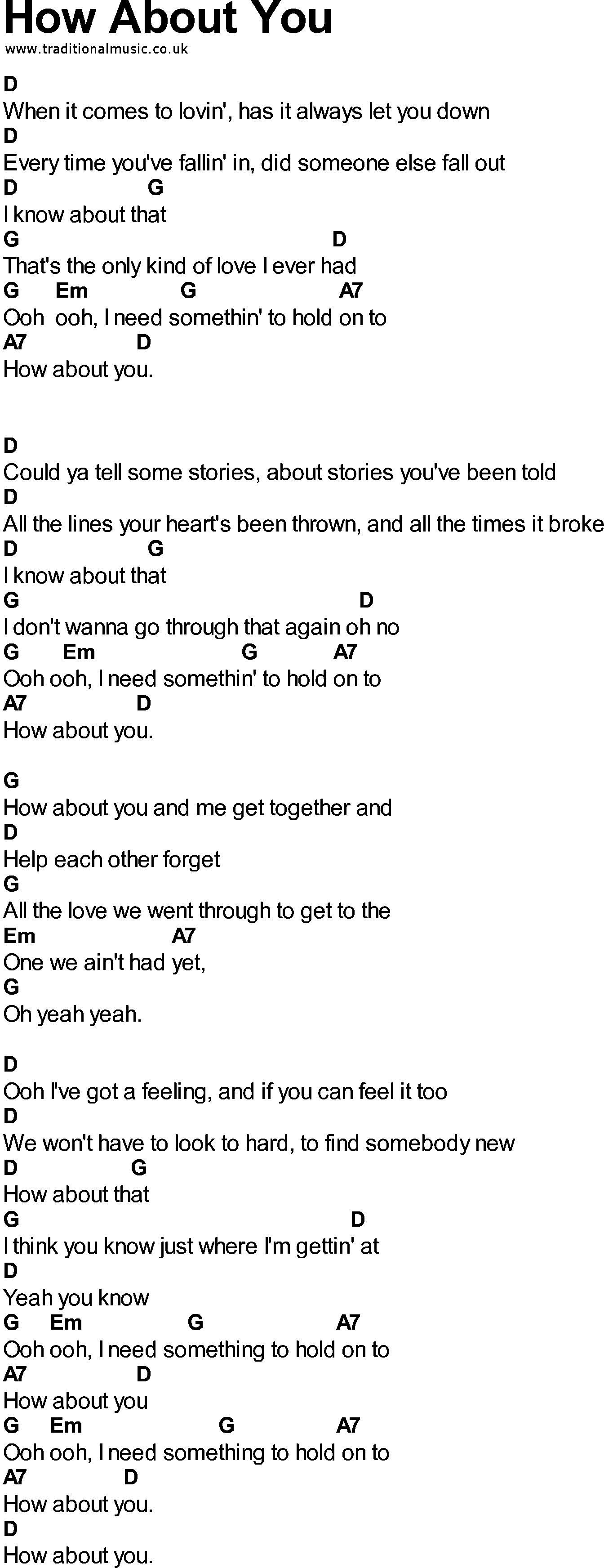 Bluegrass songs with chords - How About You