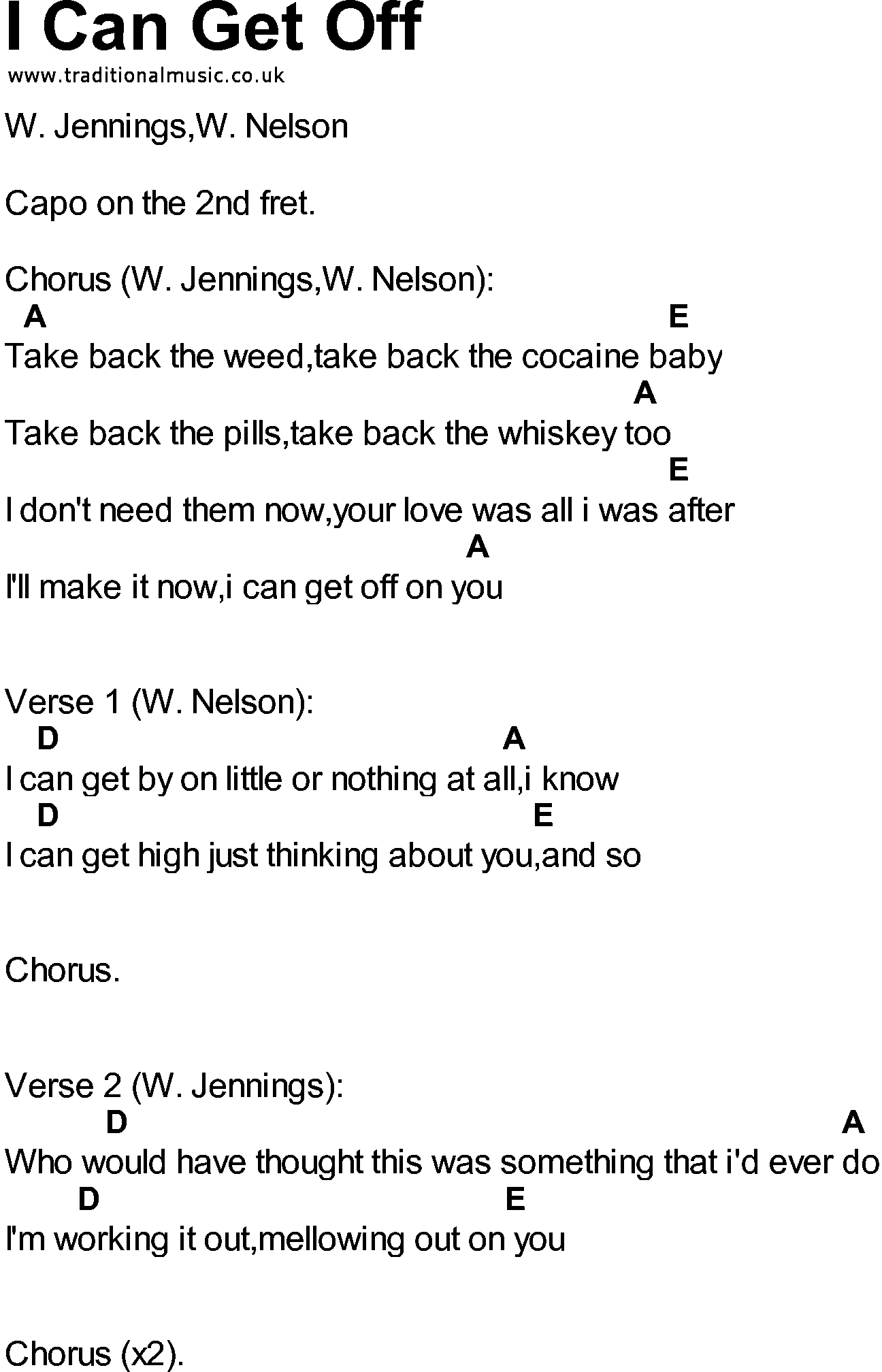 Bluegrass songs with chords - I Can Get Off