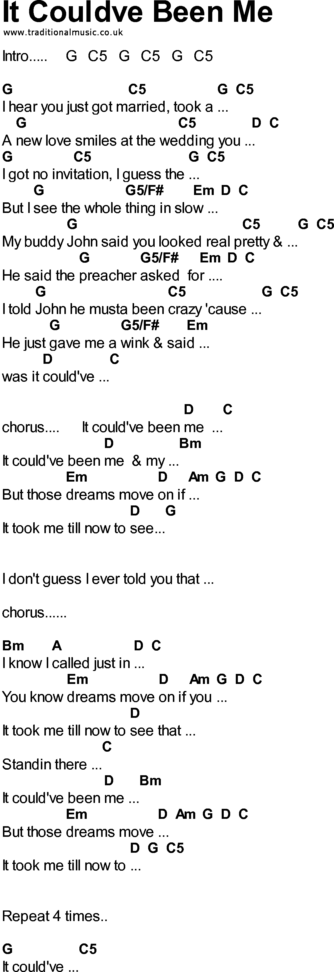 Bluegrass songs with chords - It Couldve Been Me