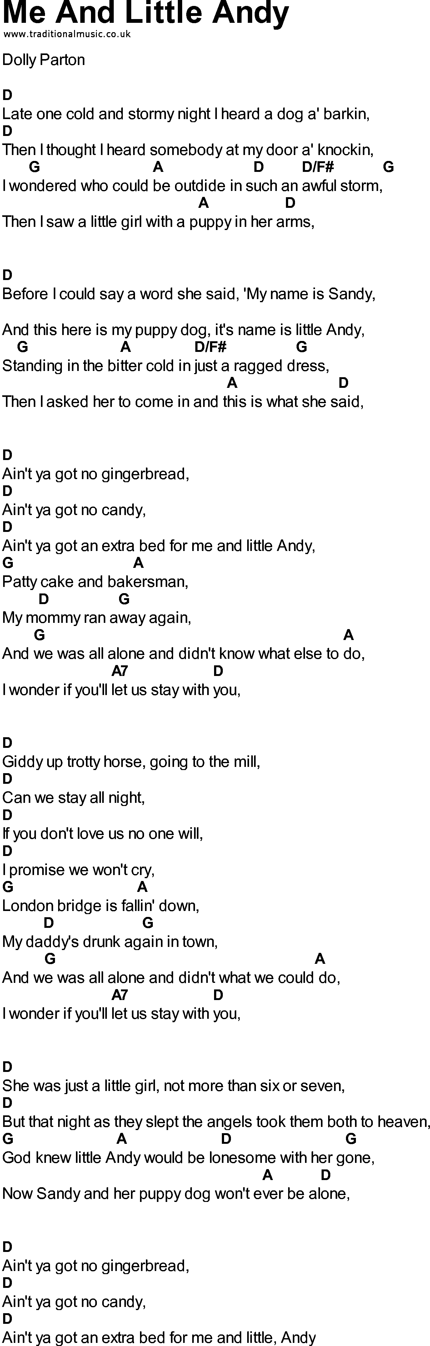 Bluegrass songs with chords - Me And Little Andy