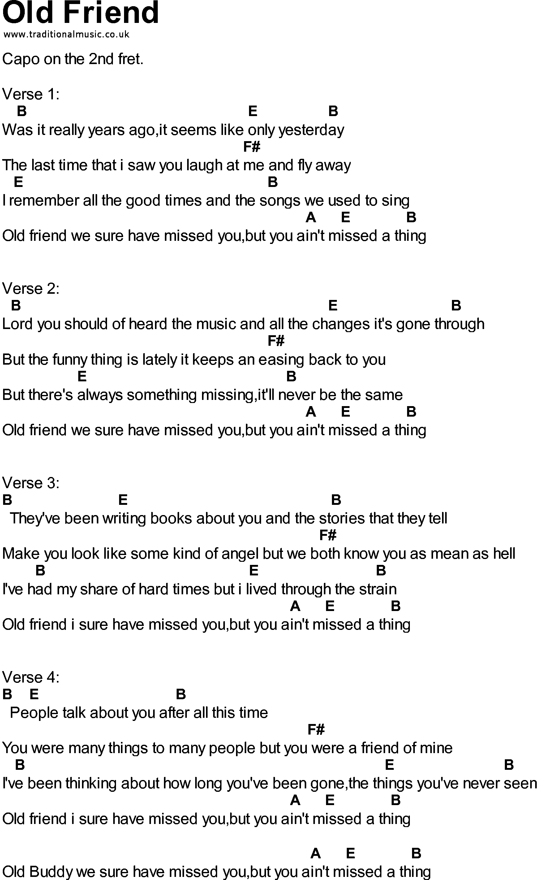 Bluegrass songs with chords - Old Friend