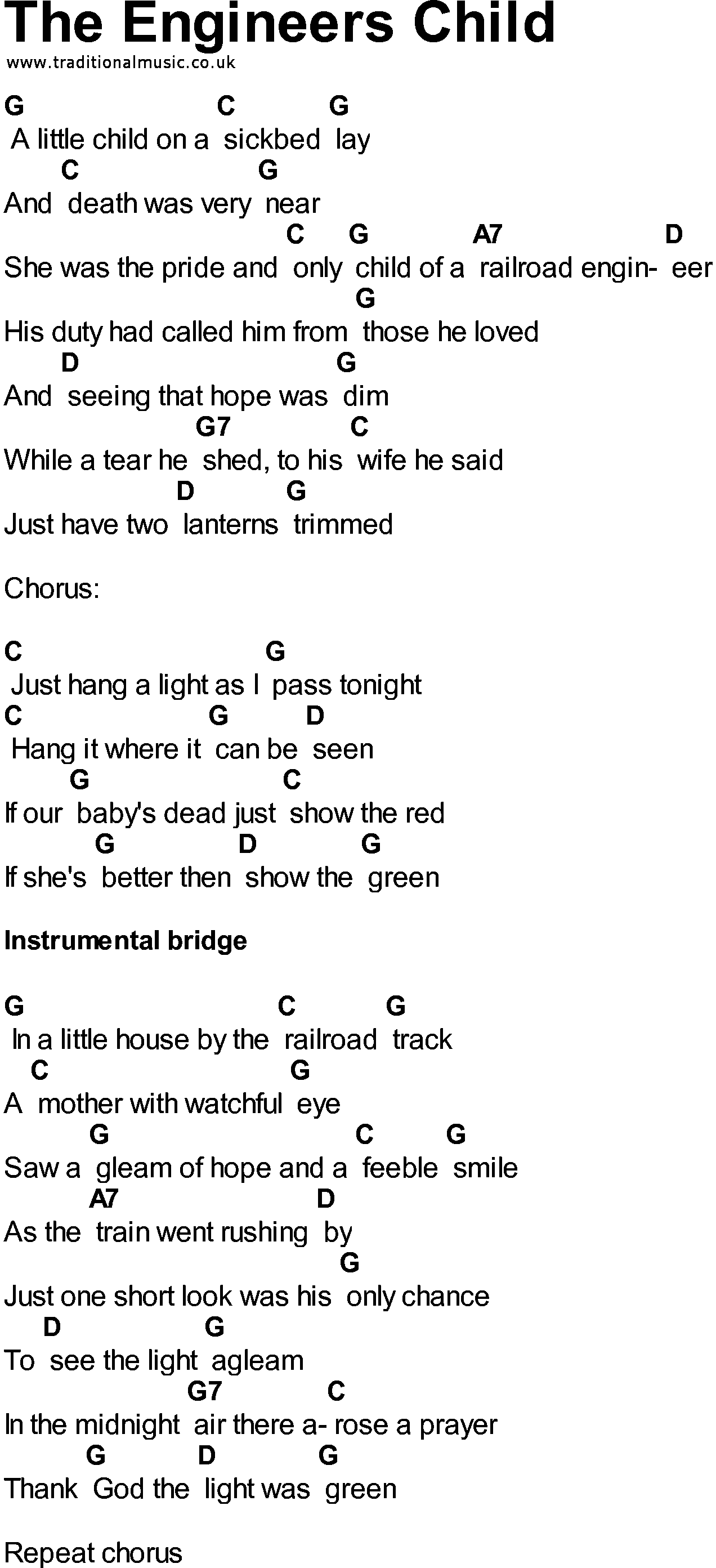 Bluegrass songs with chords - The Engineers Child