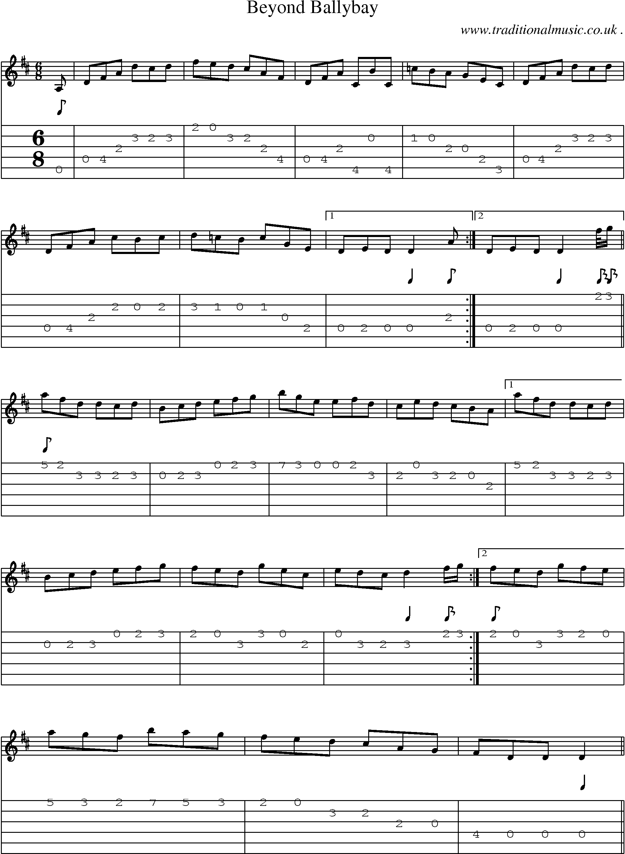 Sheet-Music and Guitar Tabs for Beyond Ballybay