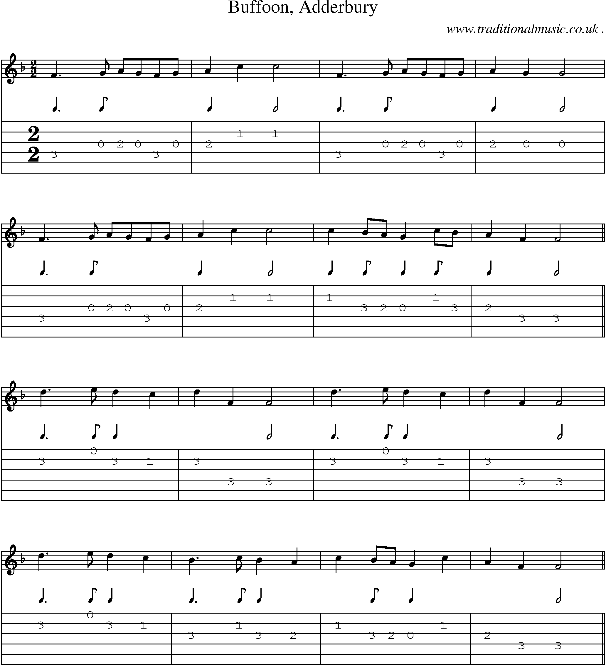 Sheet-Music and Guitar Tabs for Buffoon Adderbury