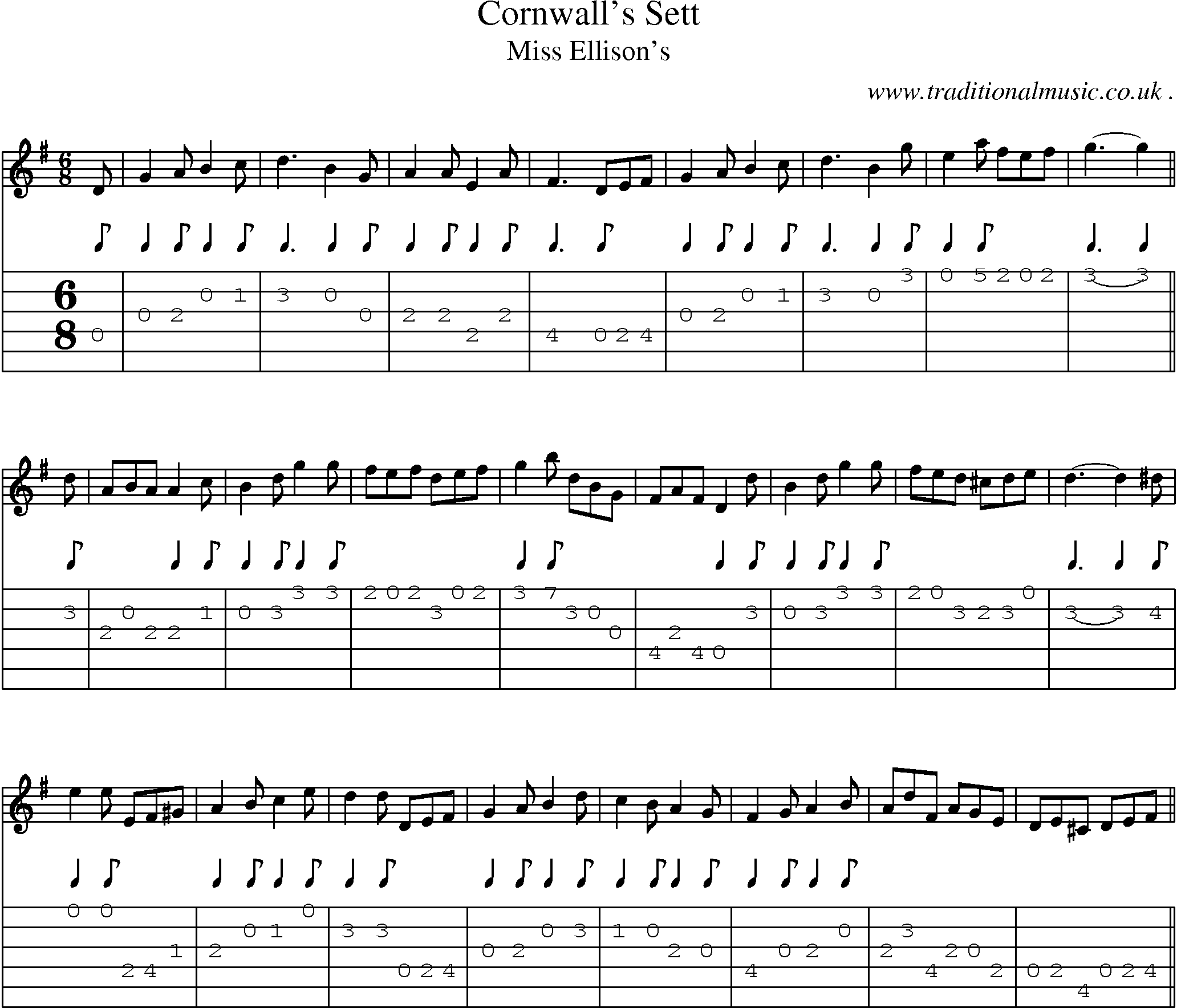Sheet-Music and Guitar Tabs for Cornwalls Sett