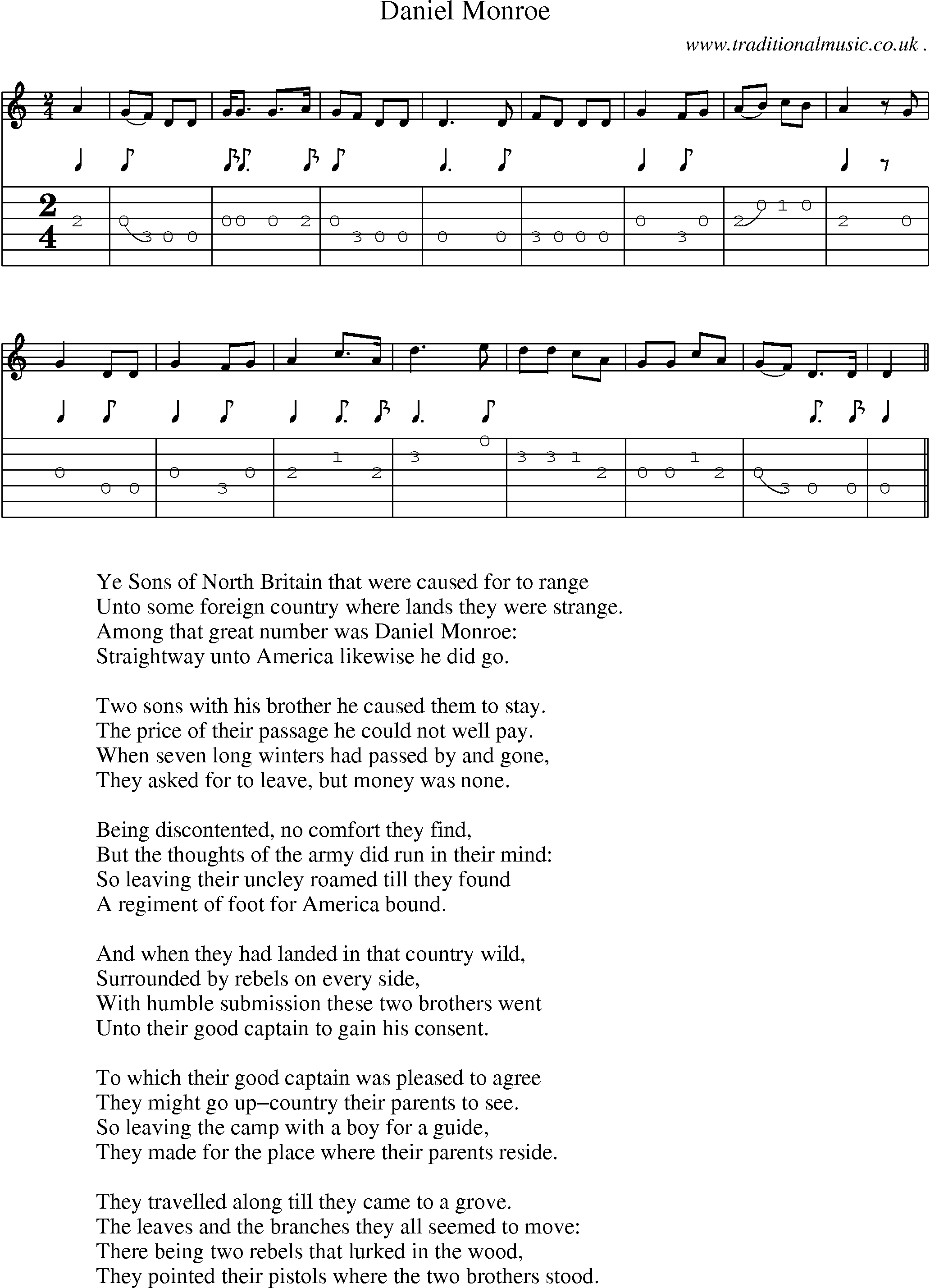 Sheet-Music and Guitar Tabs for Daniel Monroe