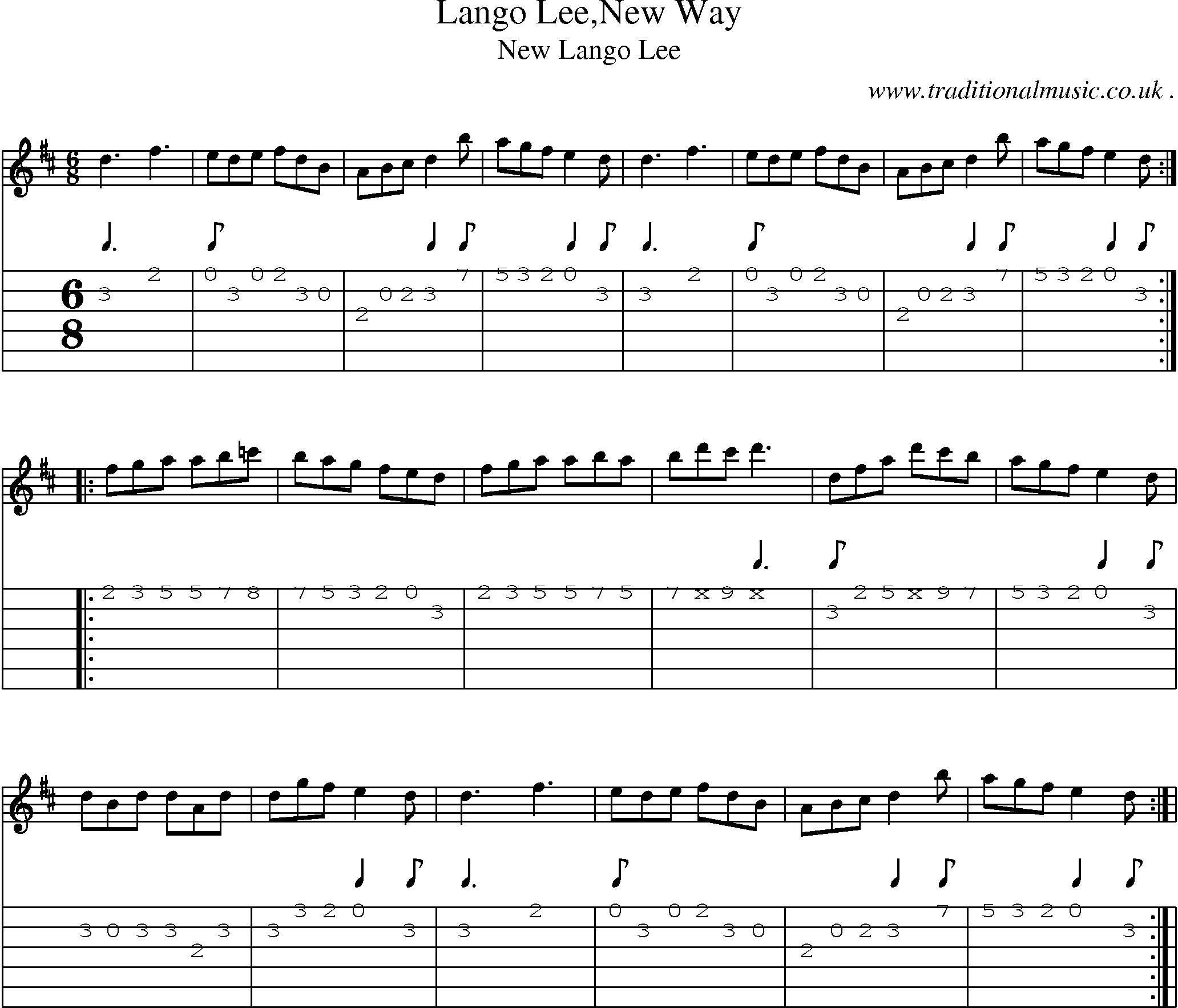 Sheet-Music and Guitar Tabs for Lango Leenew Way