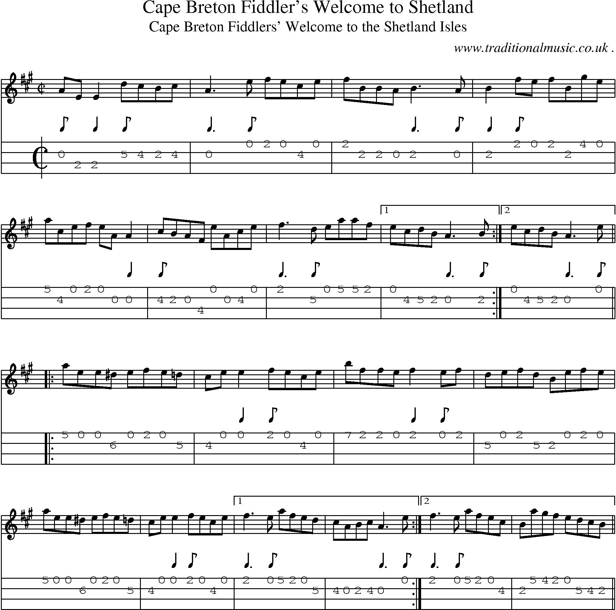 Sheet-Music and Mandolin Tabs for Cape Breton Fiddlers Welcome To Shetland