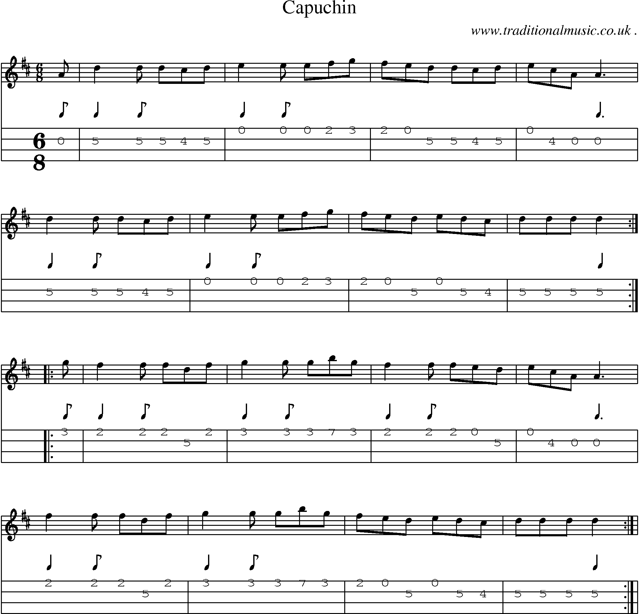 Sheet-Music and Mandolin Tabs for Capuchin