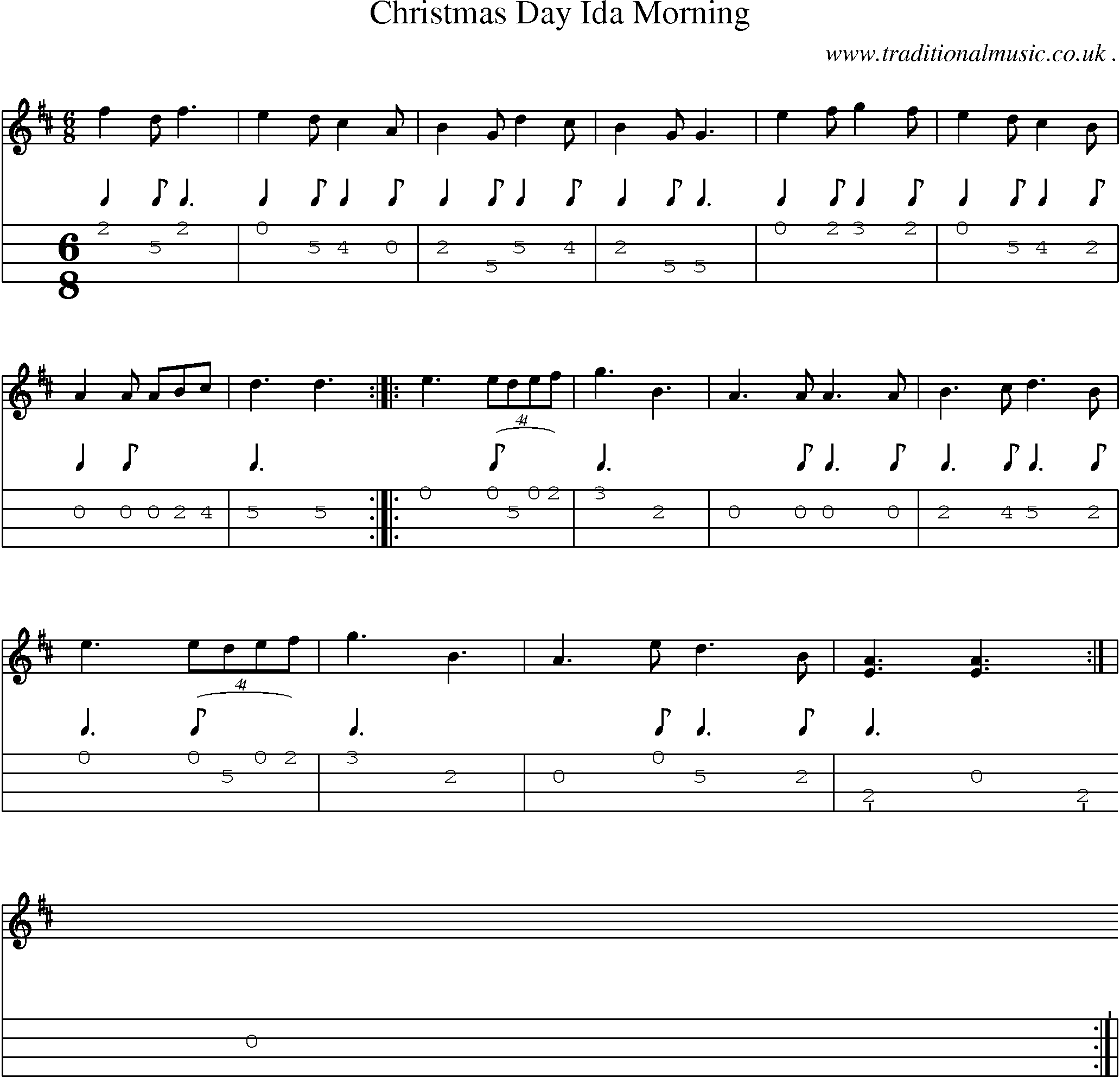 Sheet-Music and Mandolin Tabs for Christmas Day Ida Morning