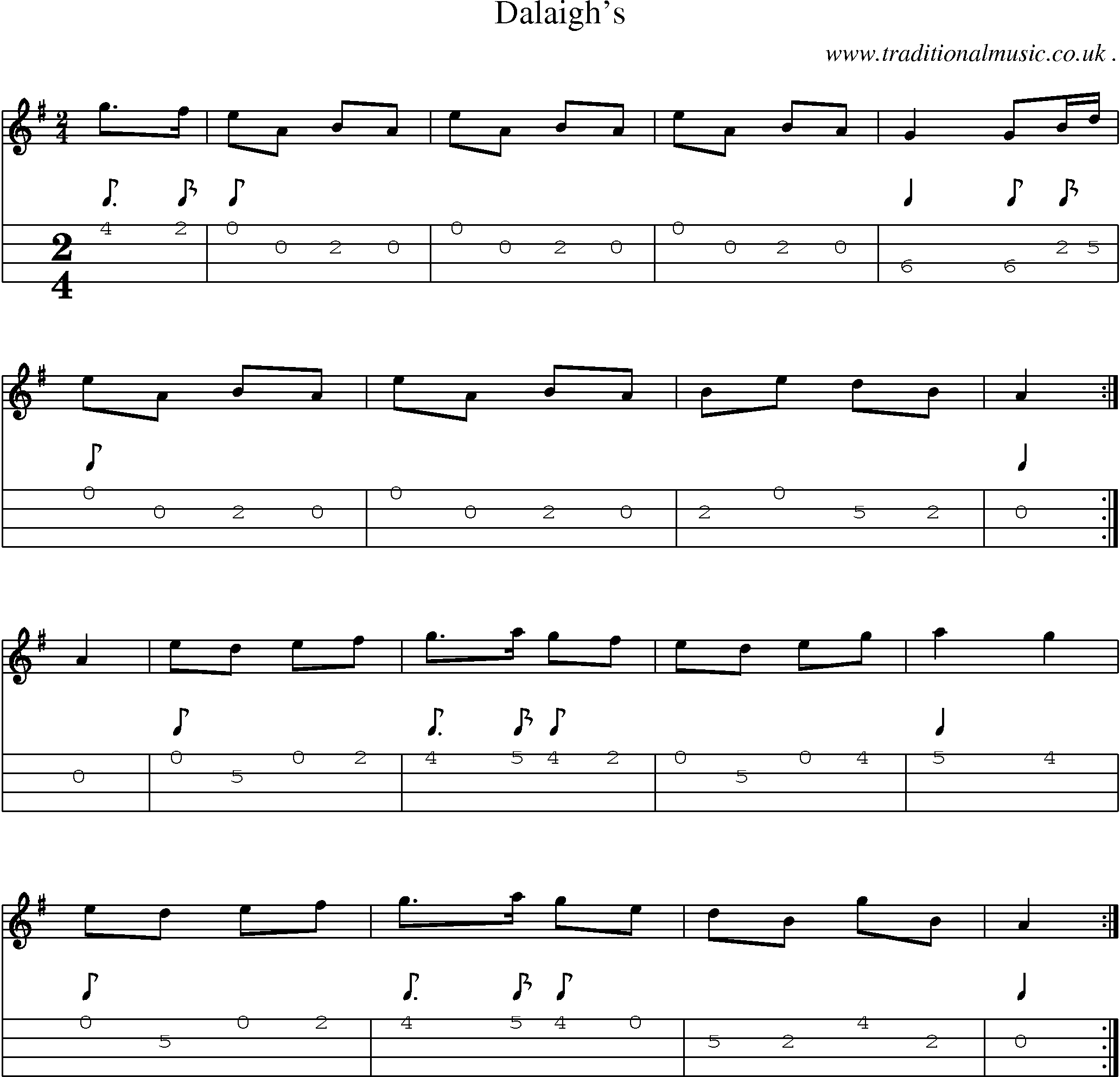 Sheet-Music and Mandolin Tabs for Dalaighs