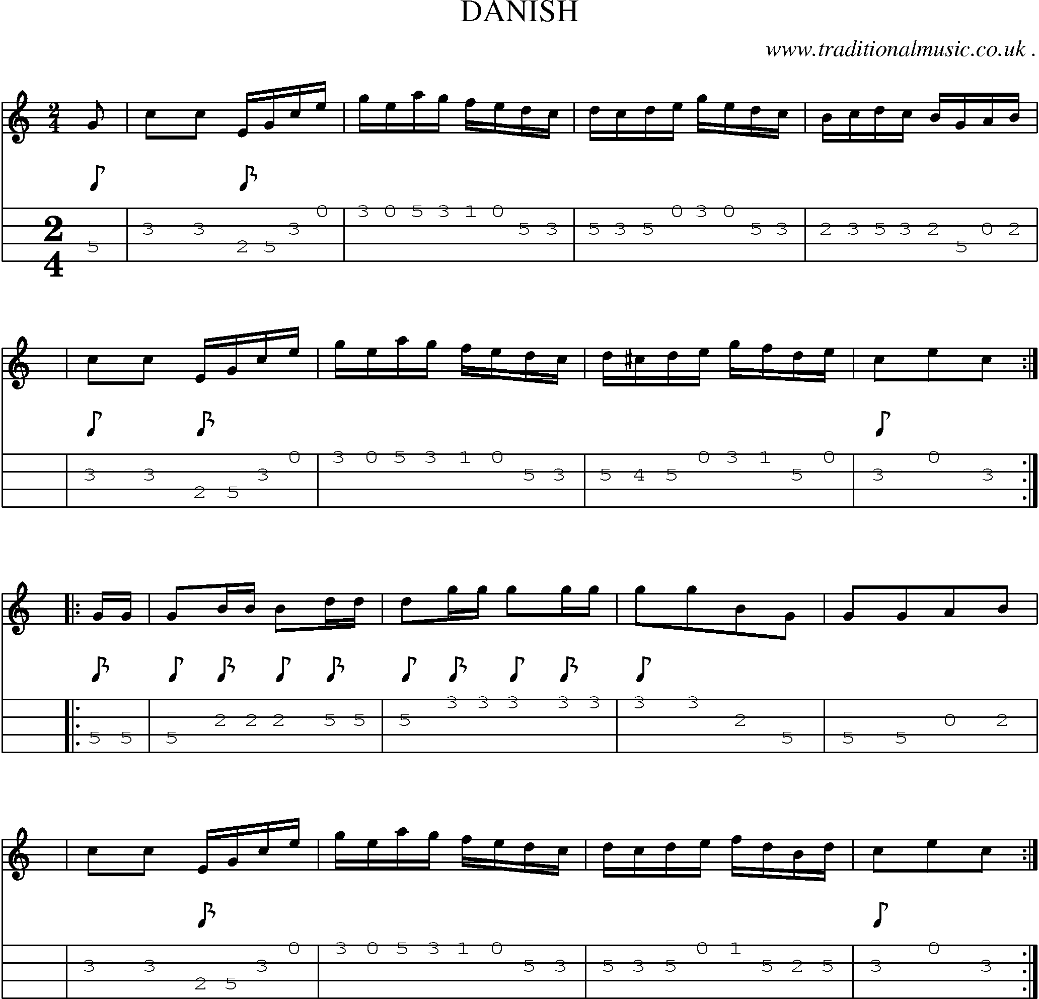 Sheet-Music and Mandolin Tabs for Danish