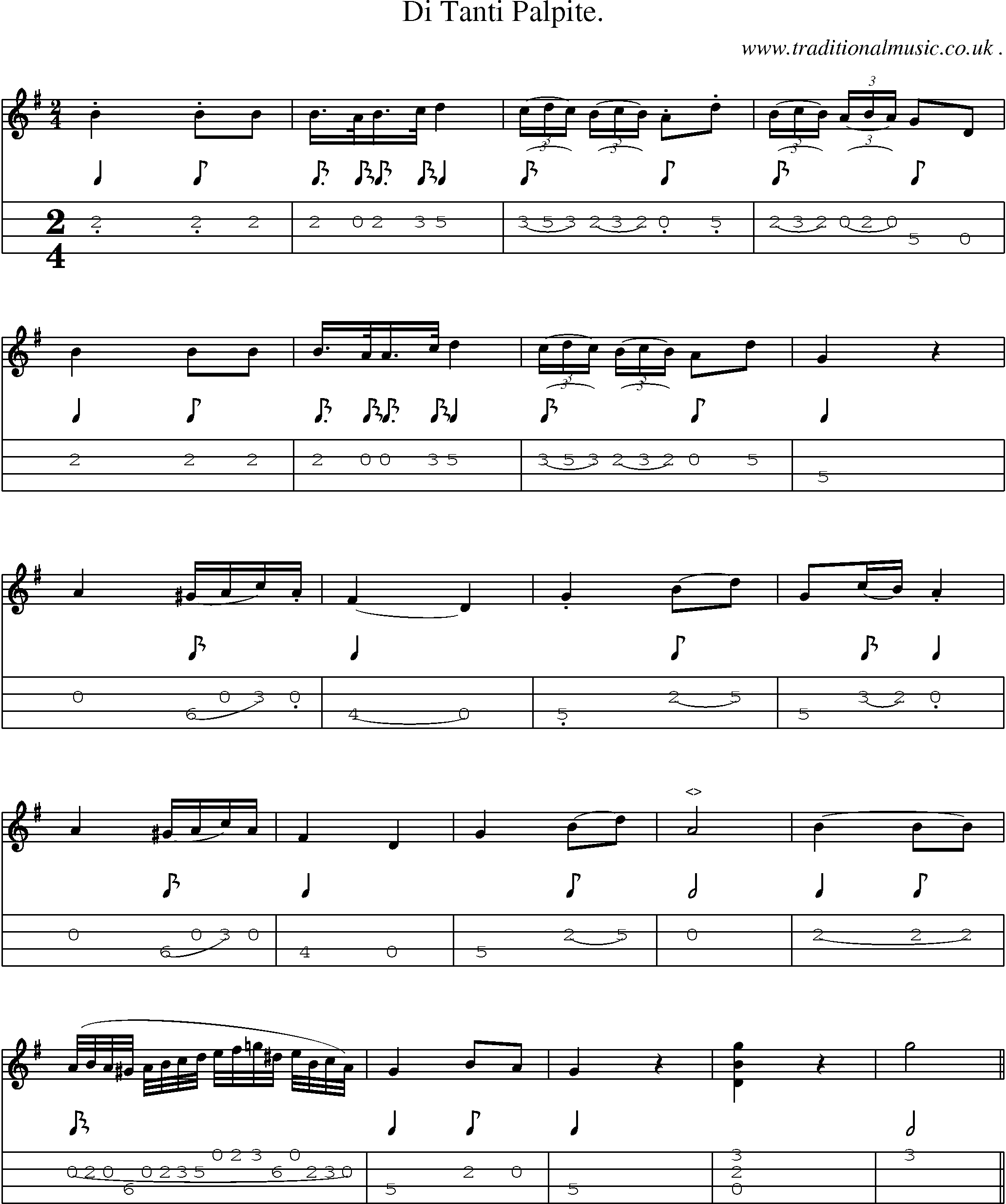 Sheet-Music and Mandolin Tabs for Di Tanti Palpite