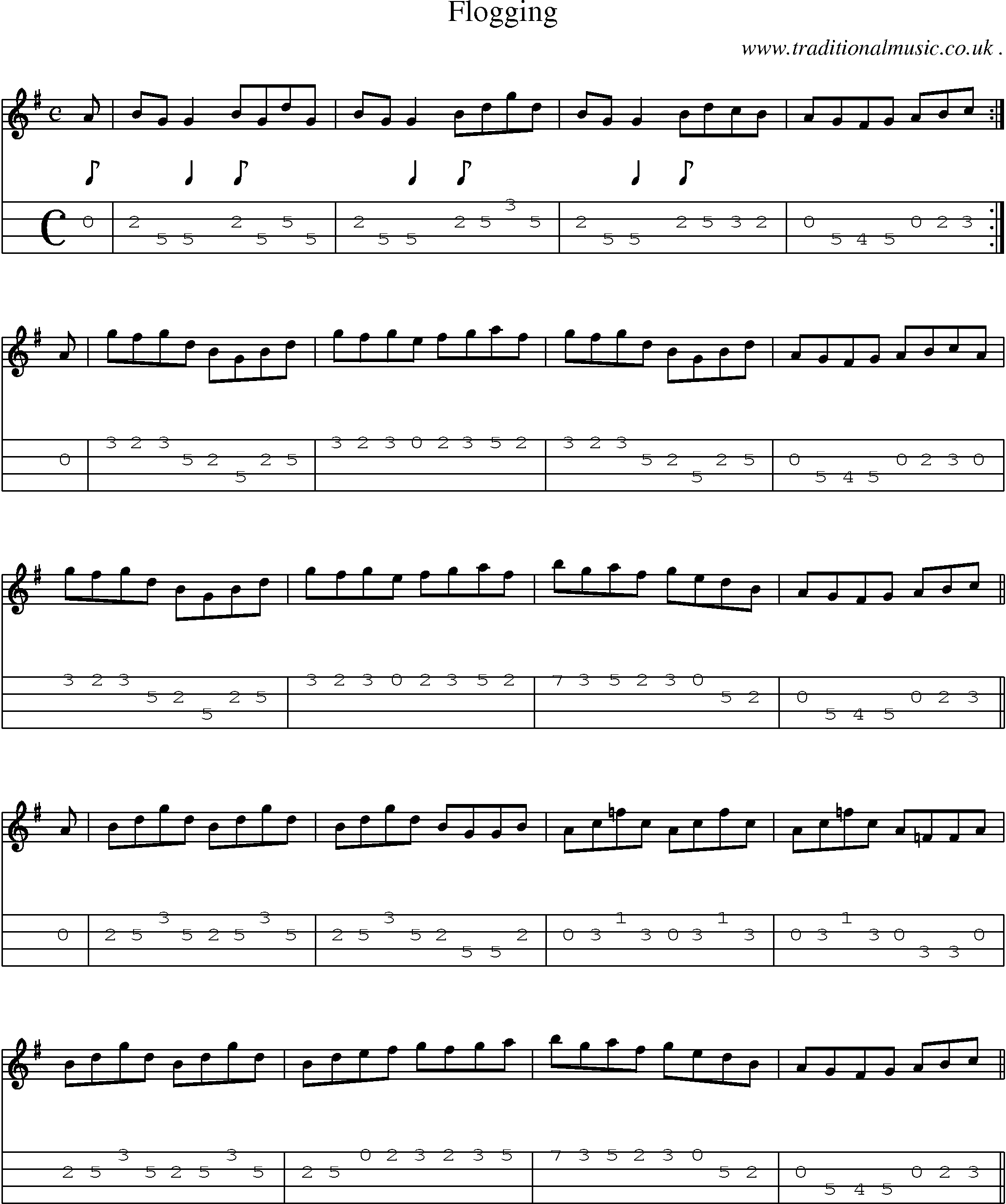 Sheet-Music and Mandolin Tabs for Flogging