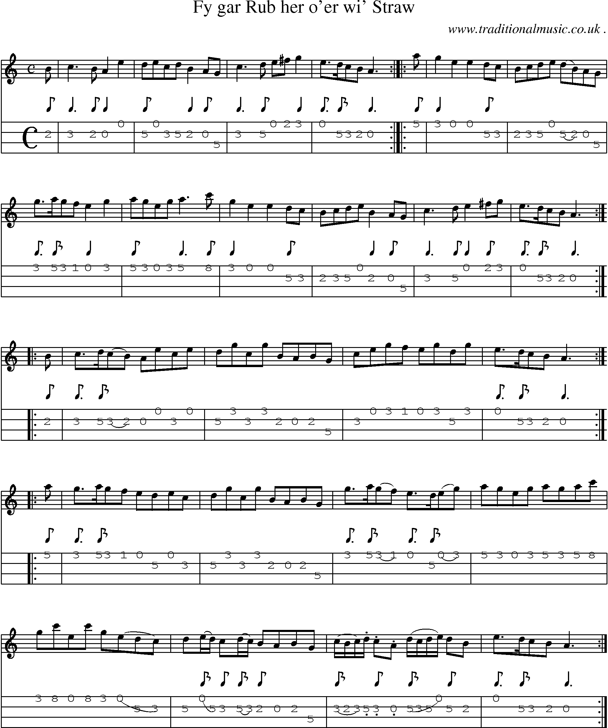 Sheet-Music and Mandolin Tabs for Fy Gar Rub Her Oer Wi Straw