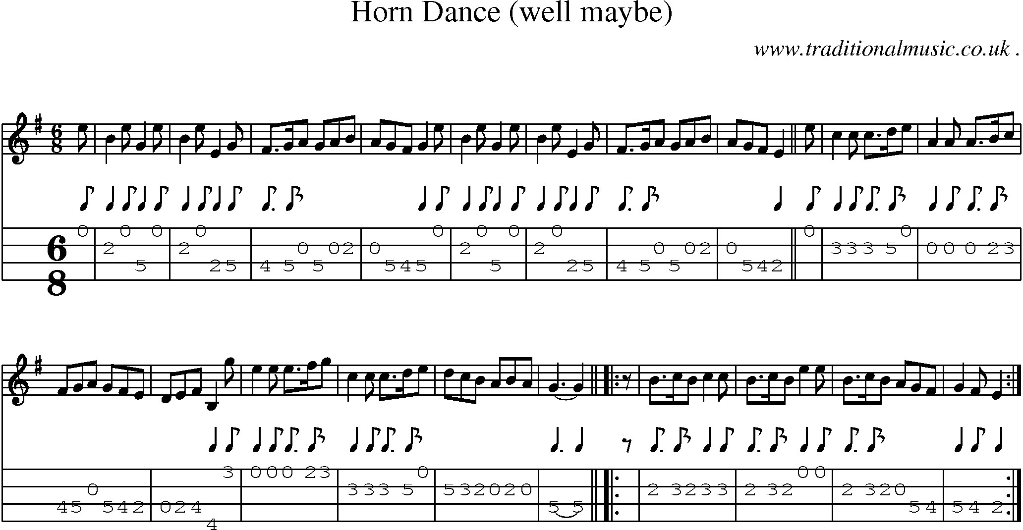 Sheet-Music and Mandolin Tabs for Horn Dance (well Maybe)