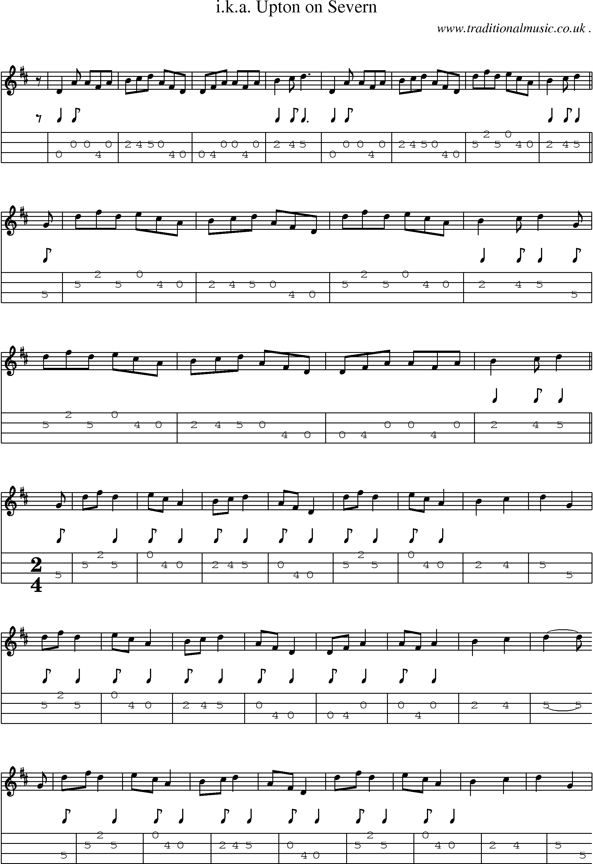 Sheet-Music and Mandolin Tabs for Ika Upton On Severn