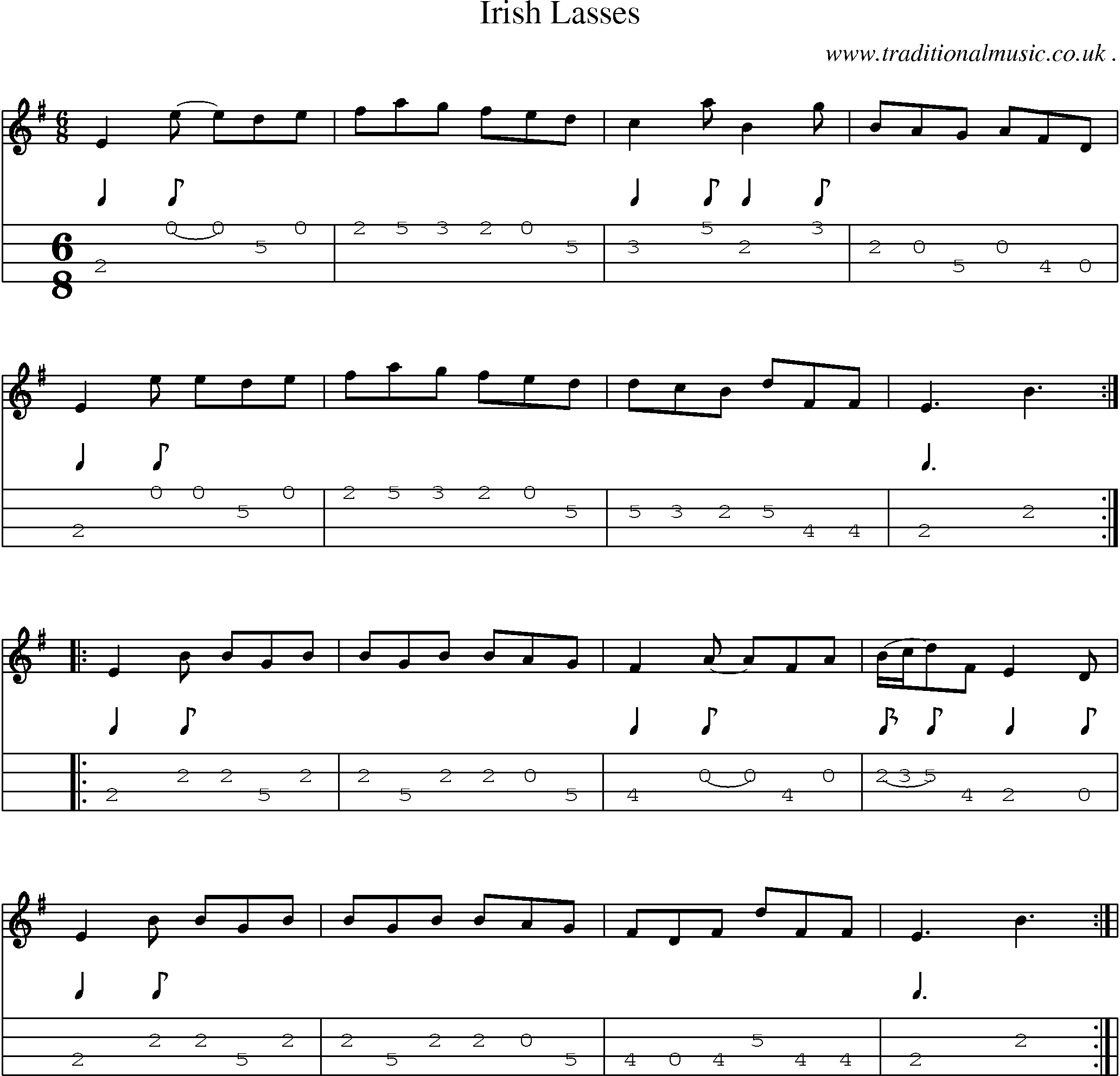Sheet-Music and Mandolin Tabs for Irish Lasses