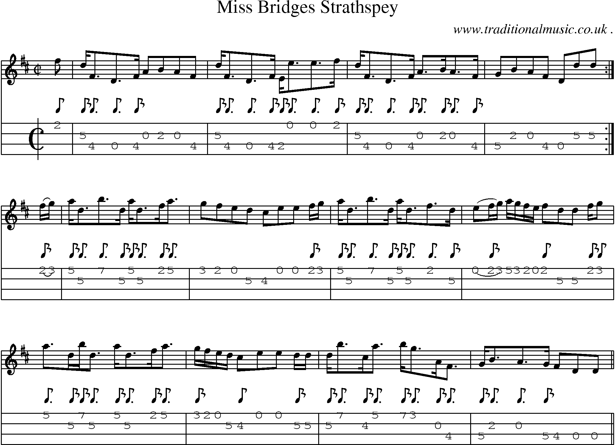 Sheet-Music and Mandolin Tabs for Miss Bridges Strathspey