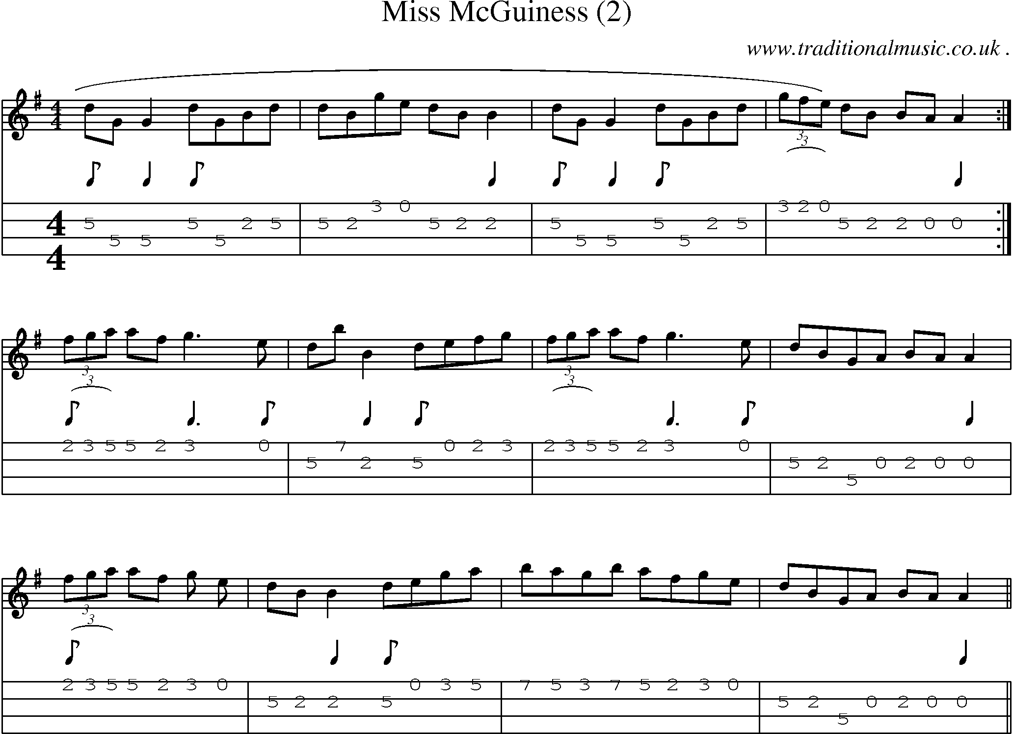 Sheet-Music and Mandolin Tabs for Miss Mcguiness (2)
