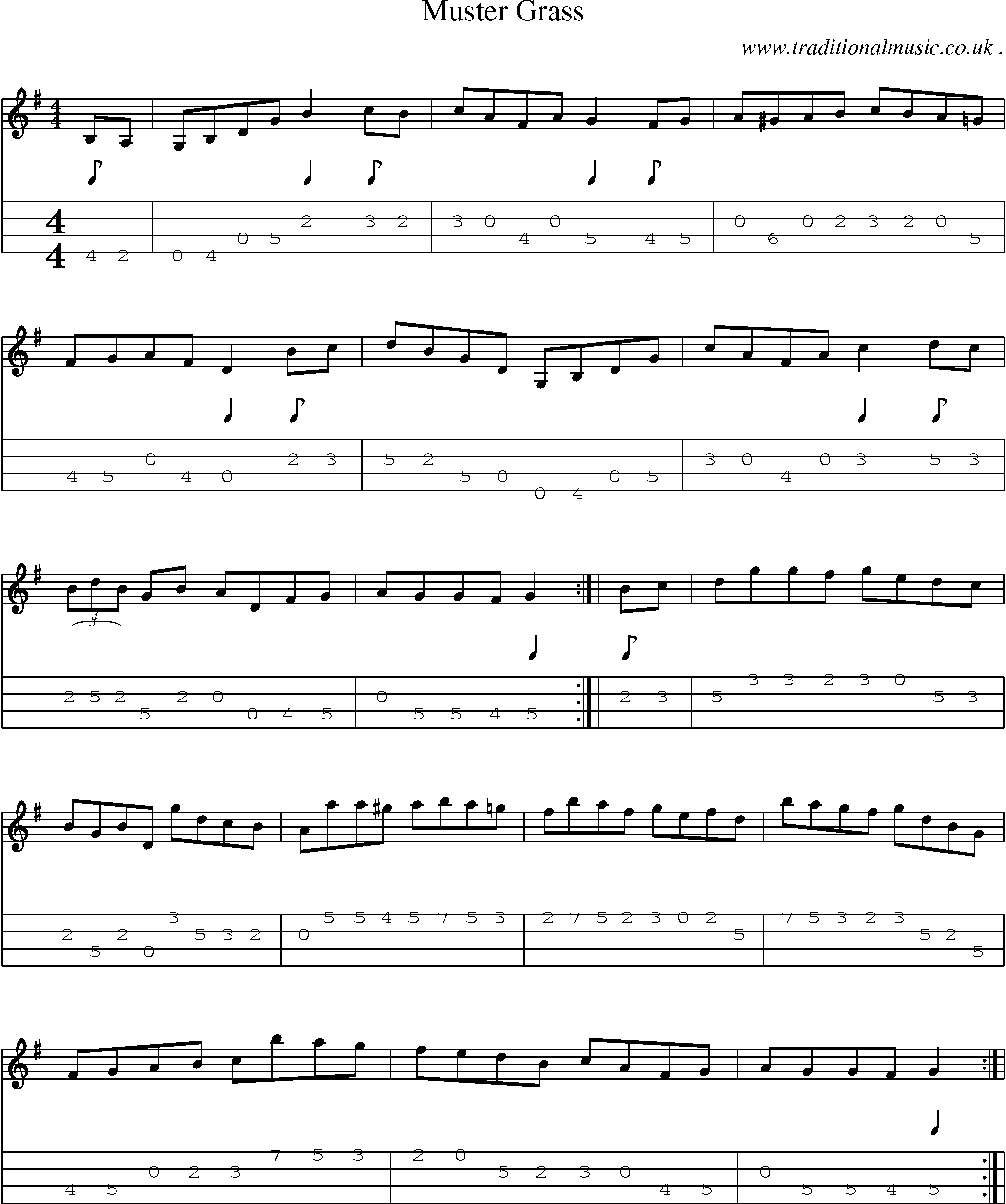 Sheet-Music and Mandolin Tabs for Muster Grass