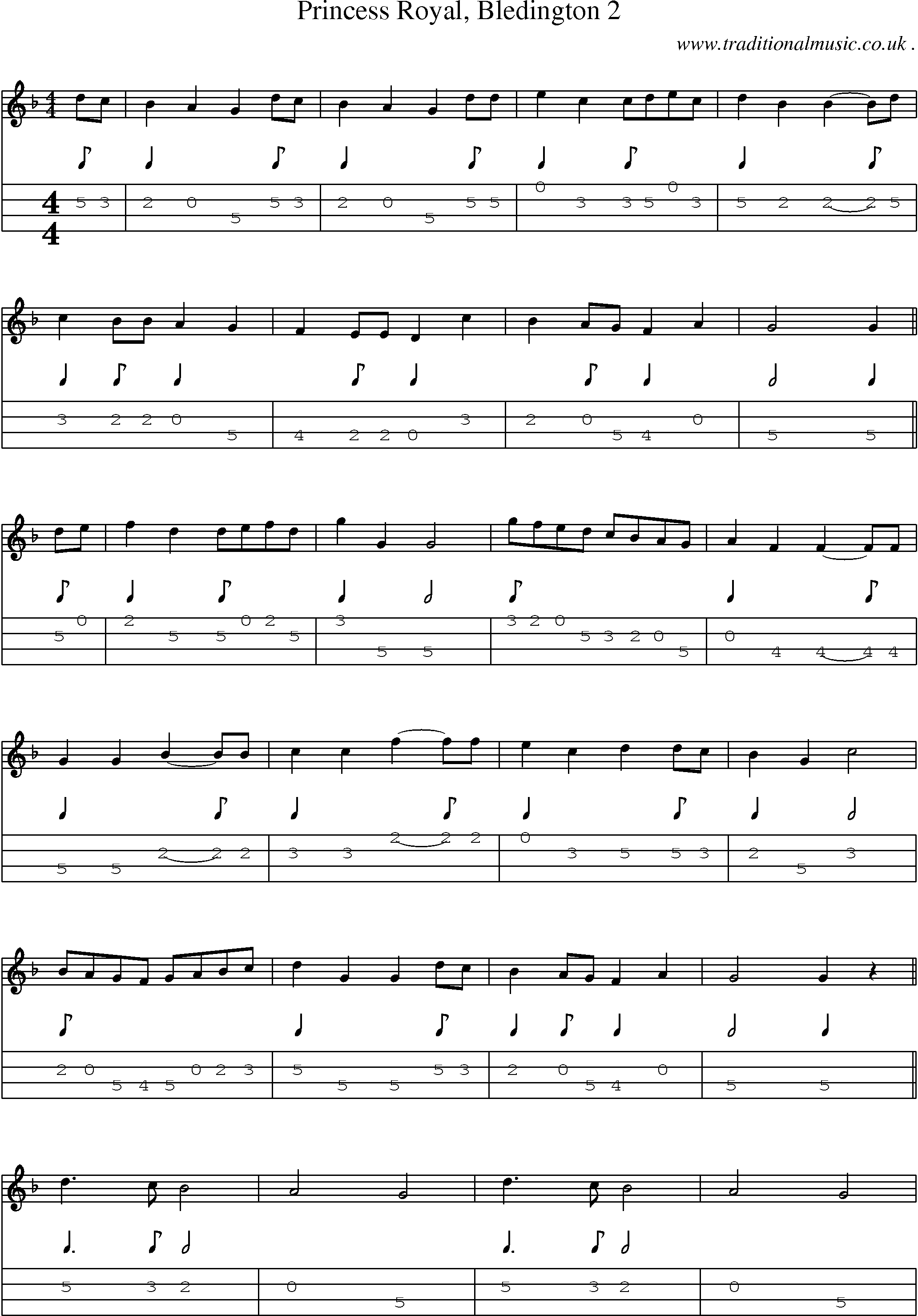 Sheet-Music and Mandolin Tabs for Princess Royal Bledington 2