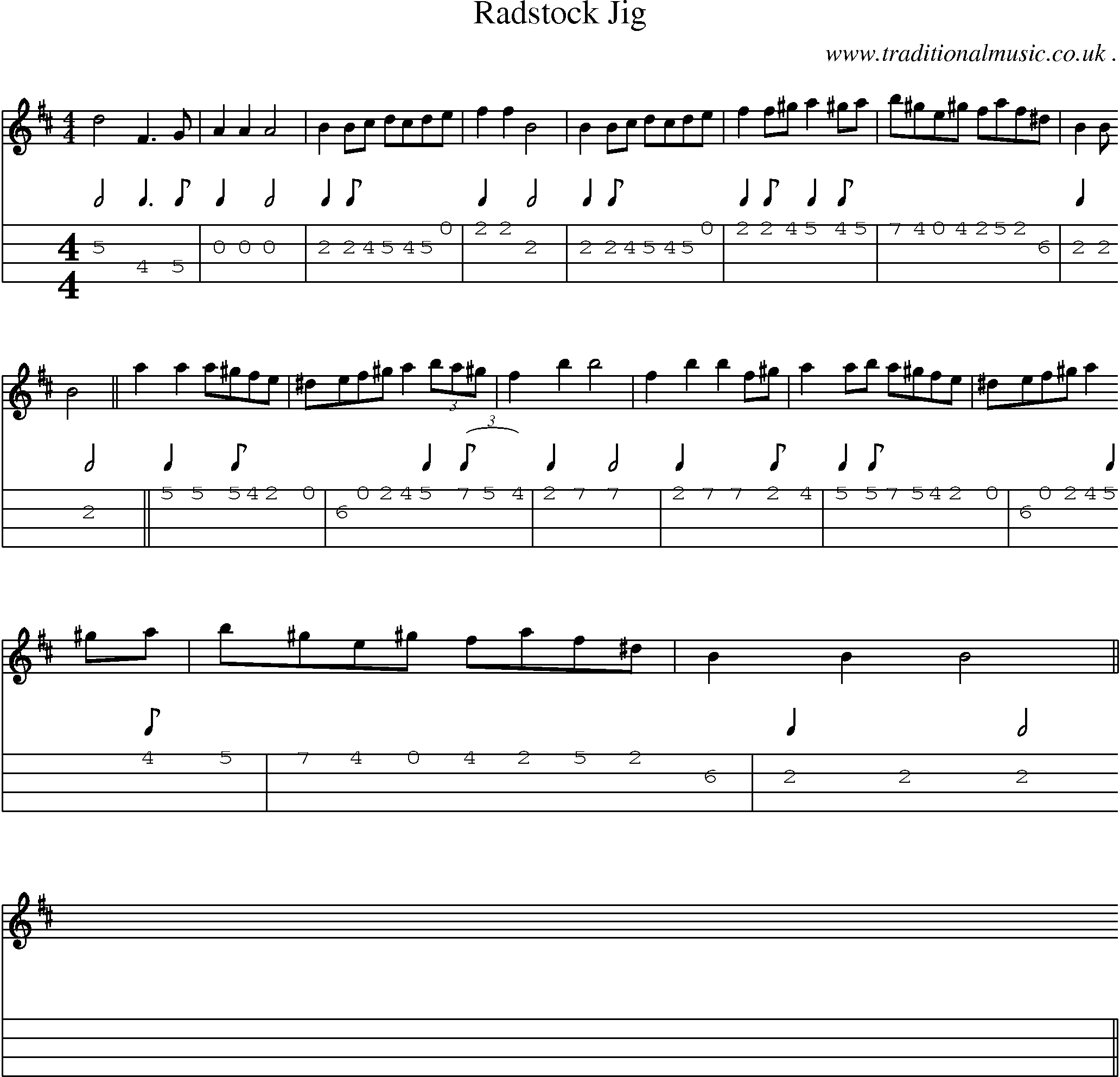 Sheet-Music and Mandolin Tabs for Radstock Jig