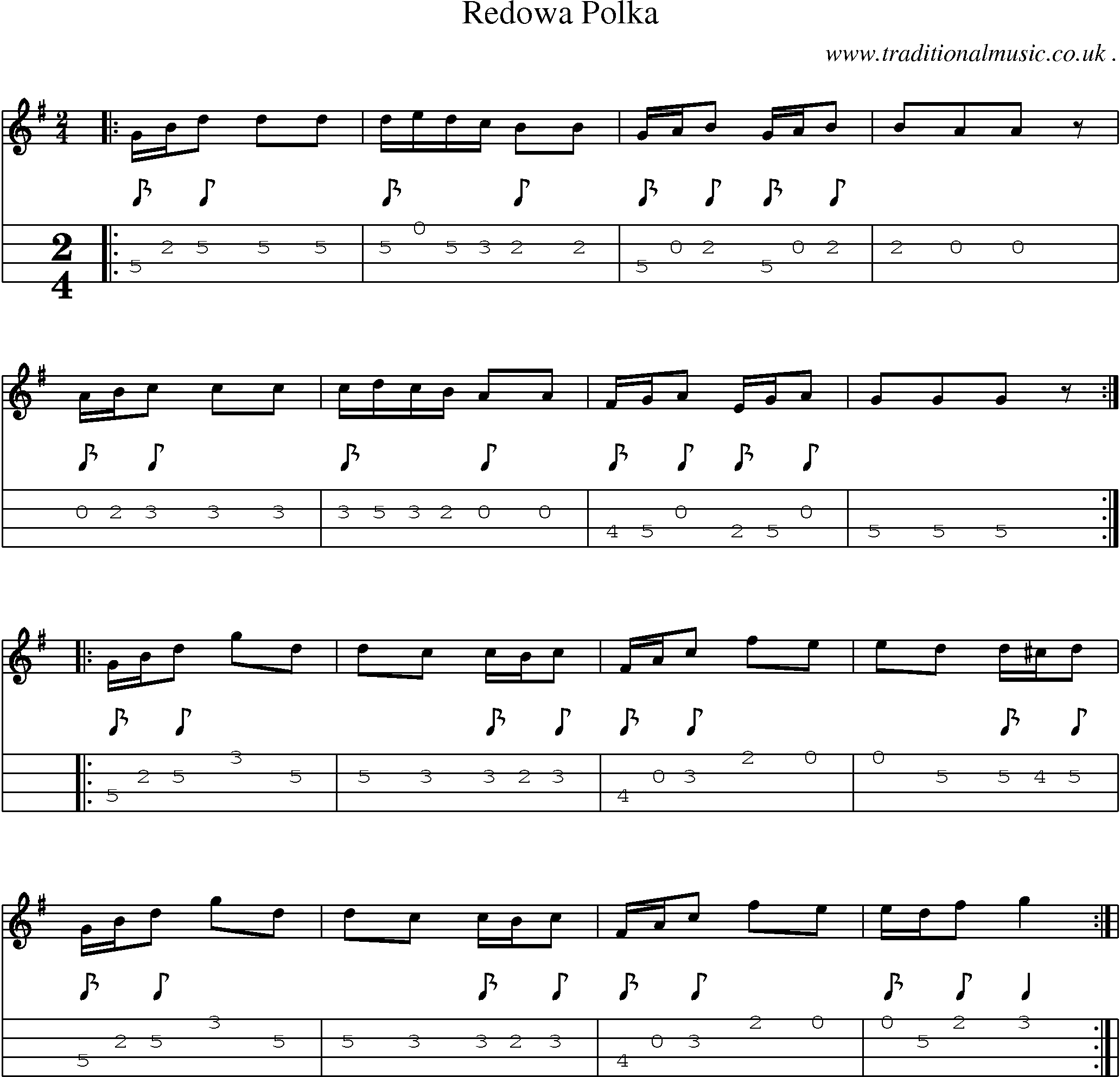 Sheet-Music and Mandolin Tabs for Redowa Polka