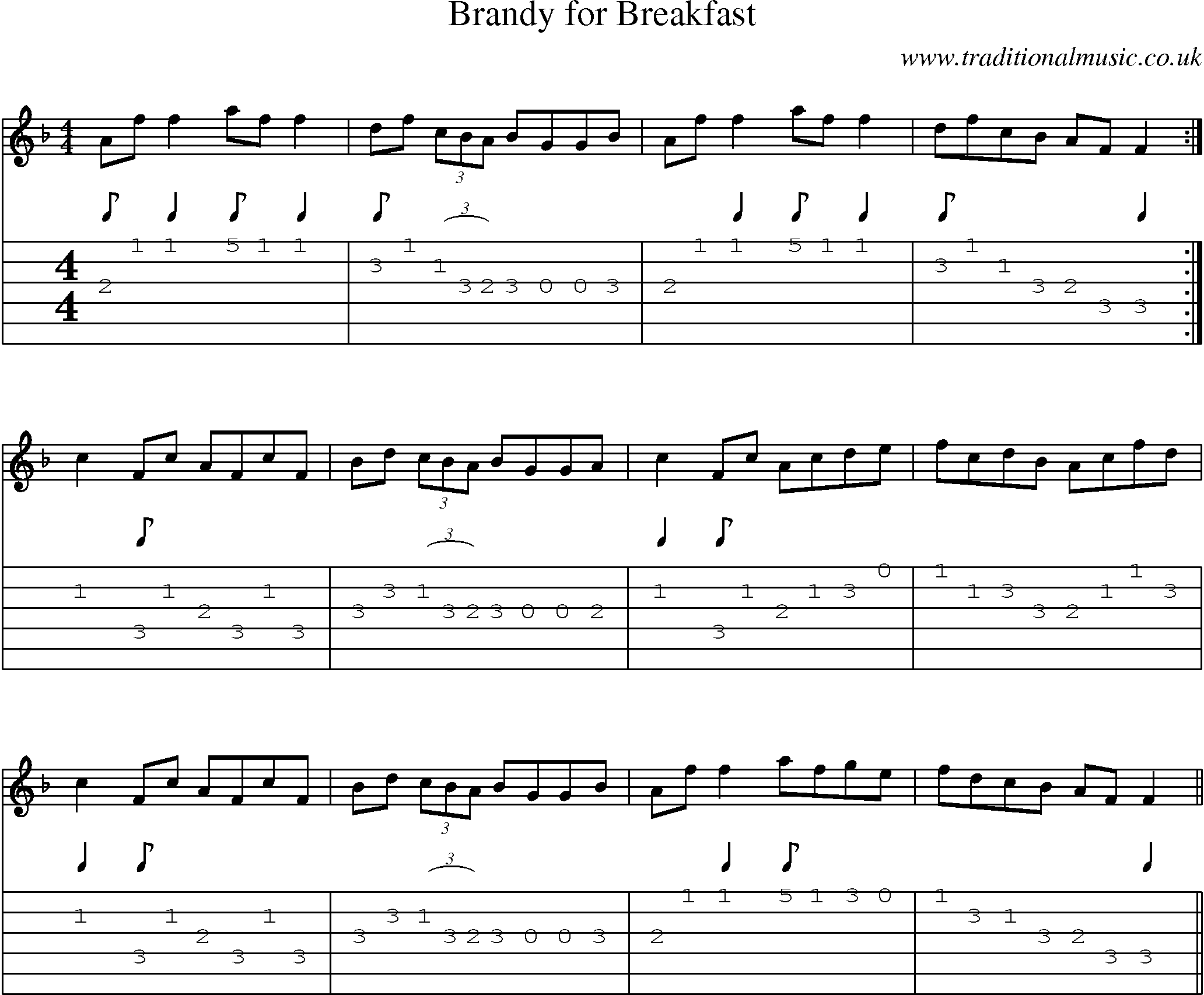 Music Score and Guitar Tabs for Brandy For Breakfast