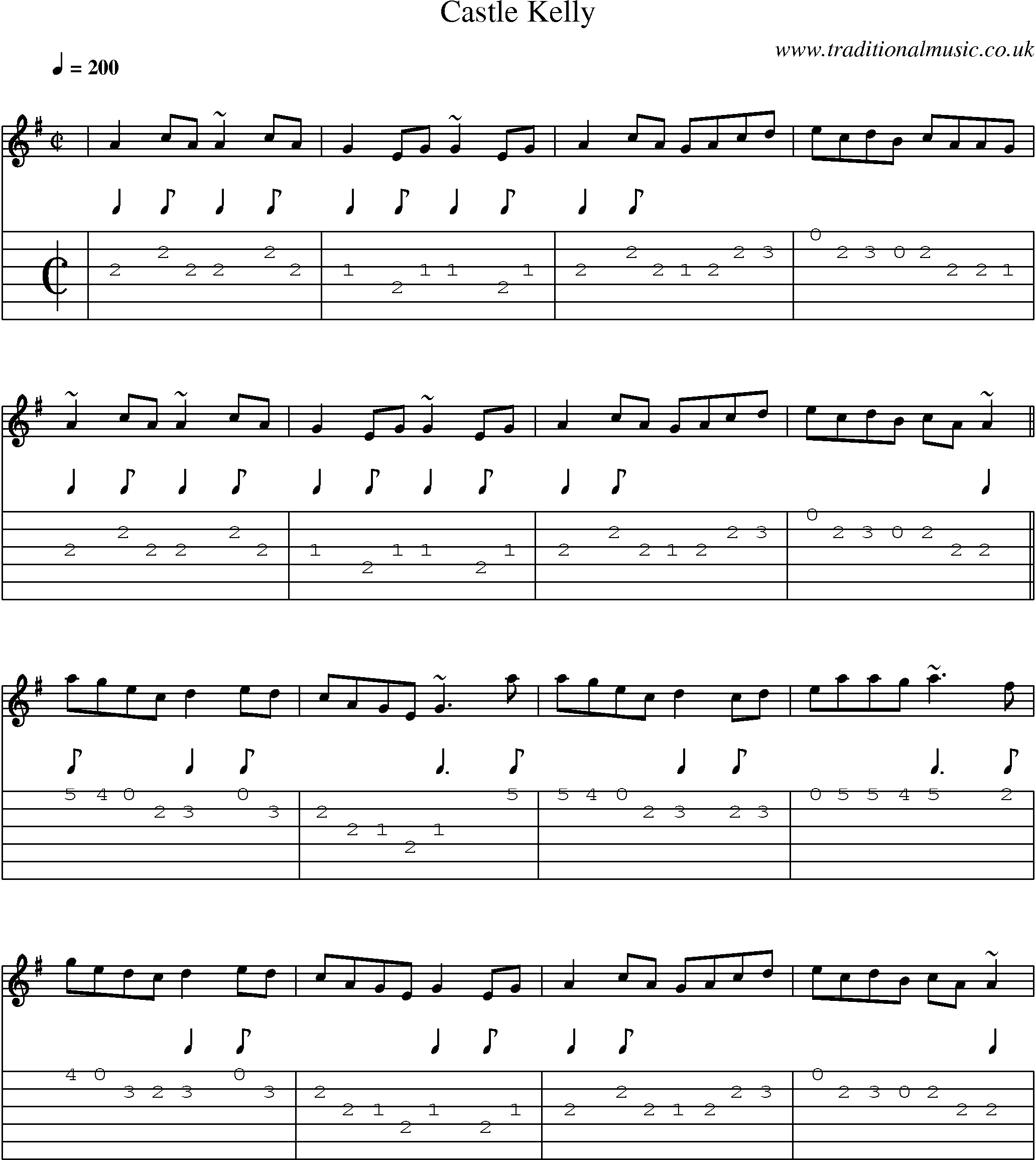 Music Score and Guitar Tabs for Castle Kelly