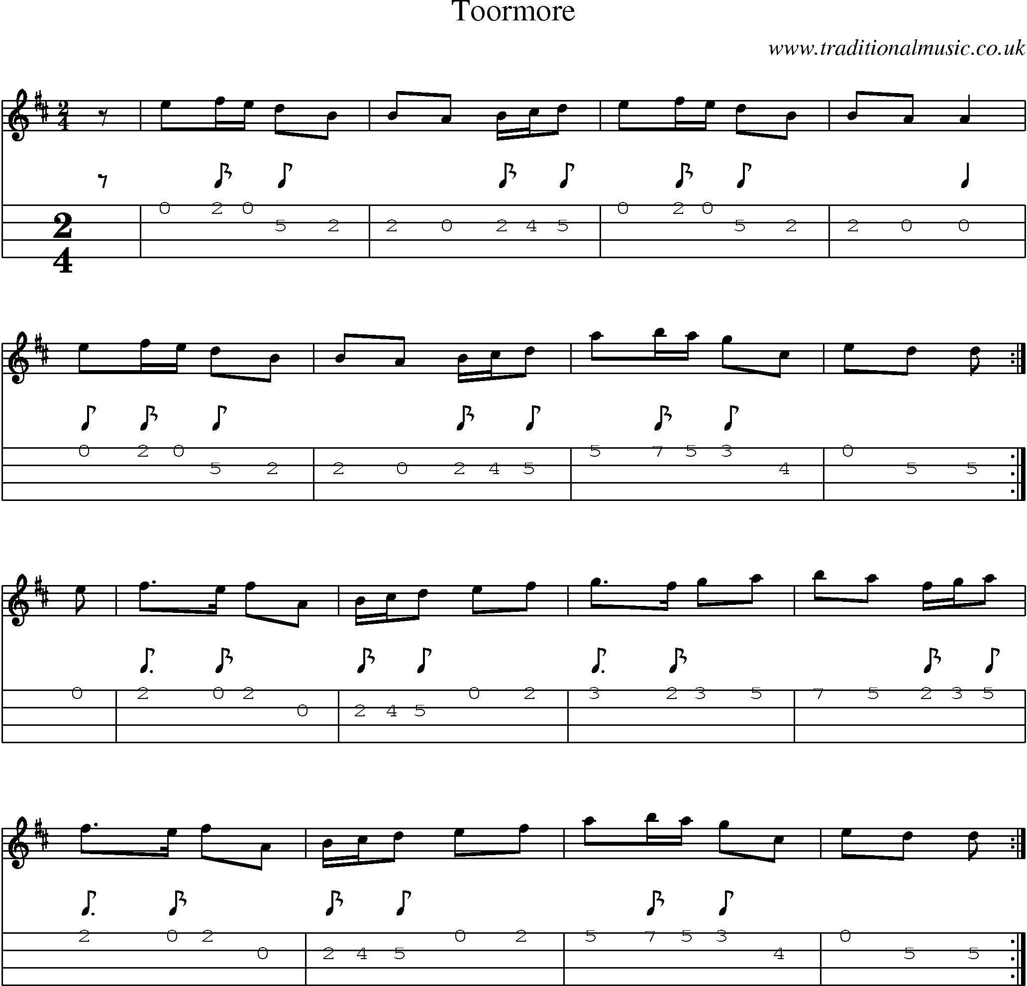 Music Score and Mandolin Tabs for Toormore