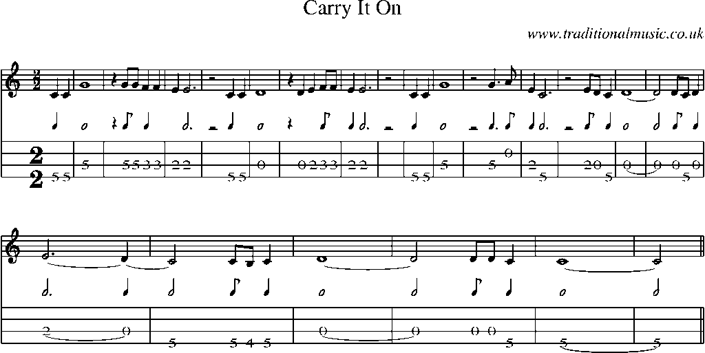 Mandolin Tab and Sheet Music for Carry It On