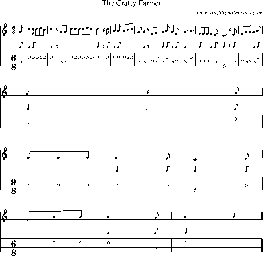 Mandolin Tab and Sheet Music for The Crafty Farmer