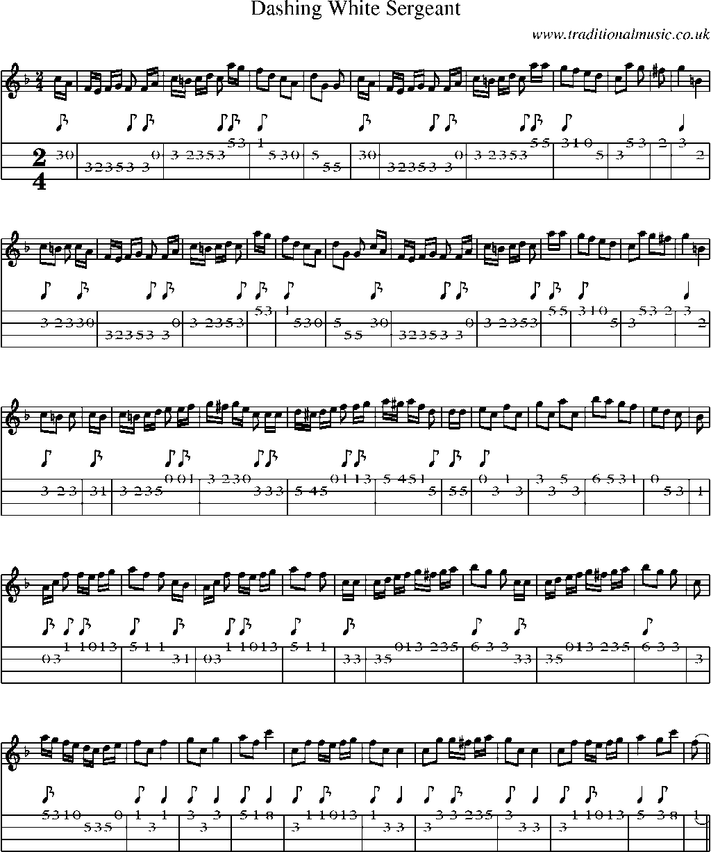 Mandolin Tab and Sheet Music for Dashing White Sergeant