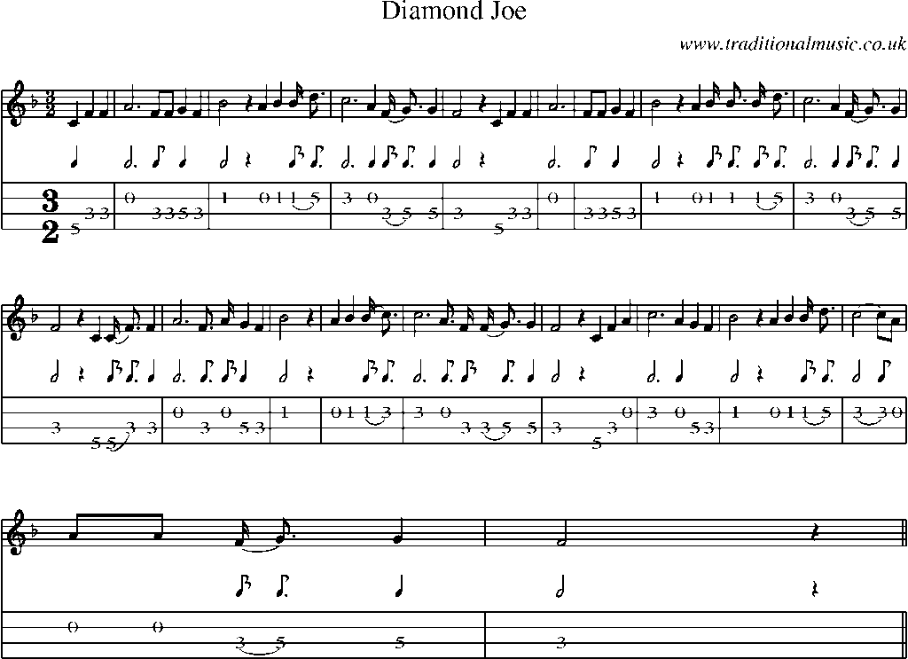 Mandolin Tab and Sheet Music for Diamond Joe
