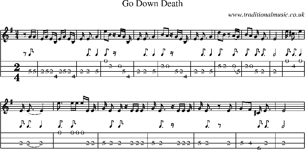 Mandolin Tab and Sheet Music for Go Down Death