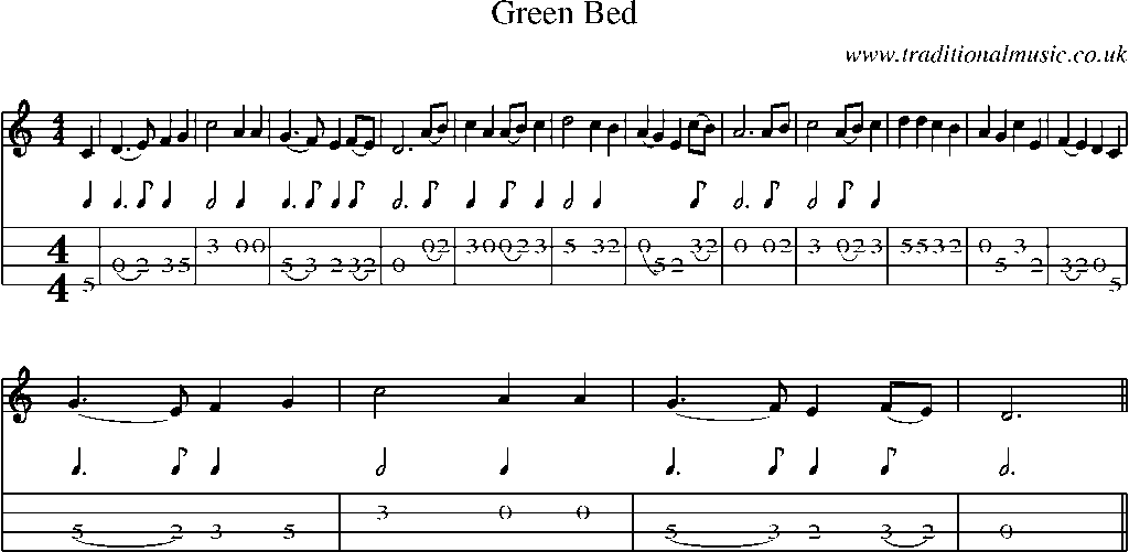 Mandolin Tab and Sheet Music for Green Bed