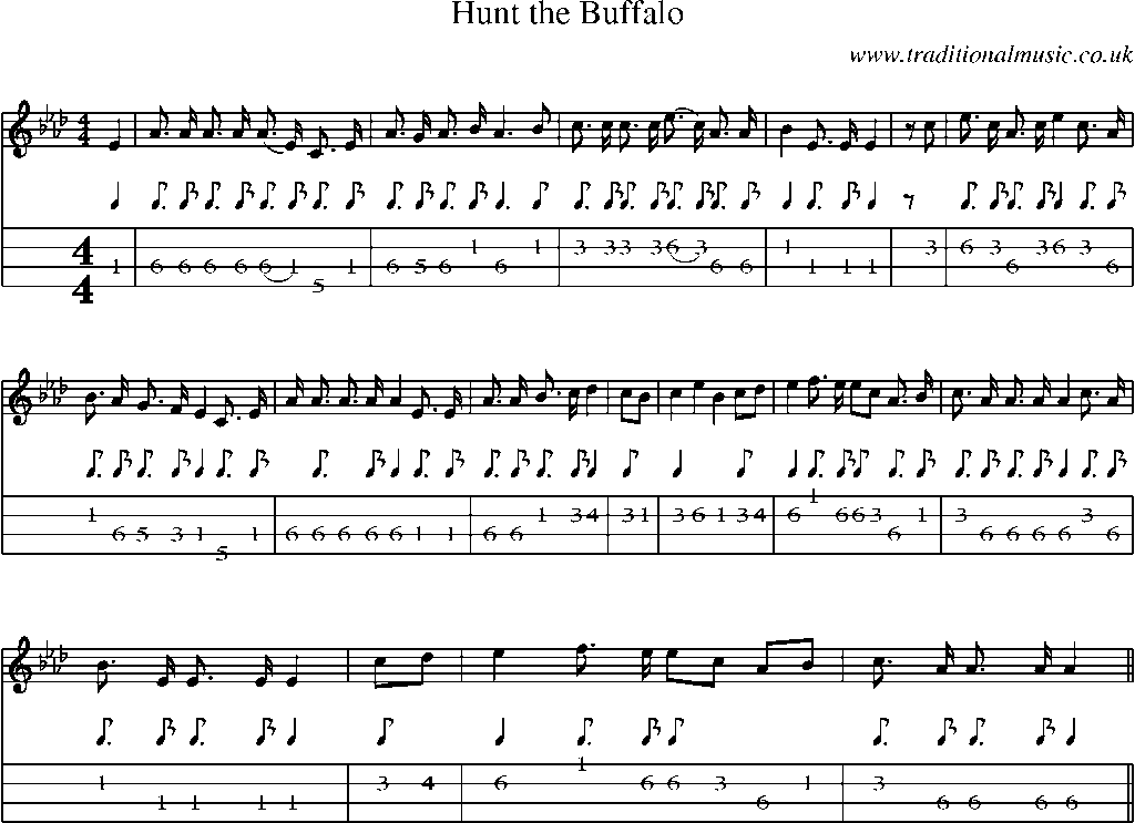 Mandolin Tab and Sheet Music for Hunt The Buffalo