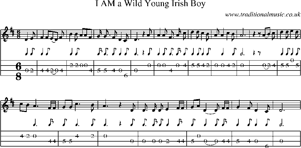 Mandolin Tab and Sheet Music for I Am A Wild Young Irish Boy